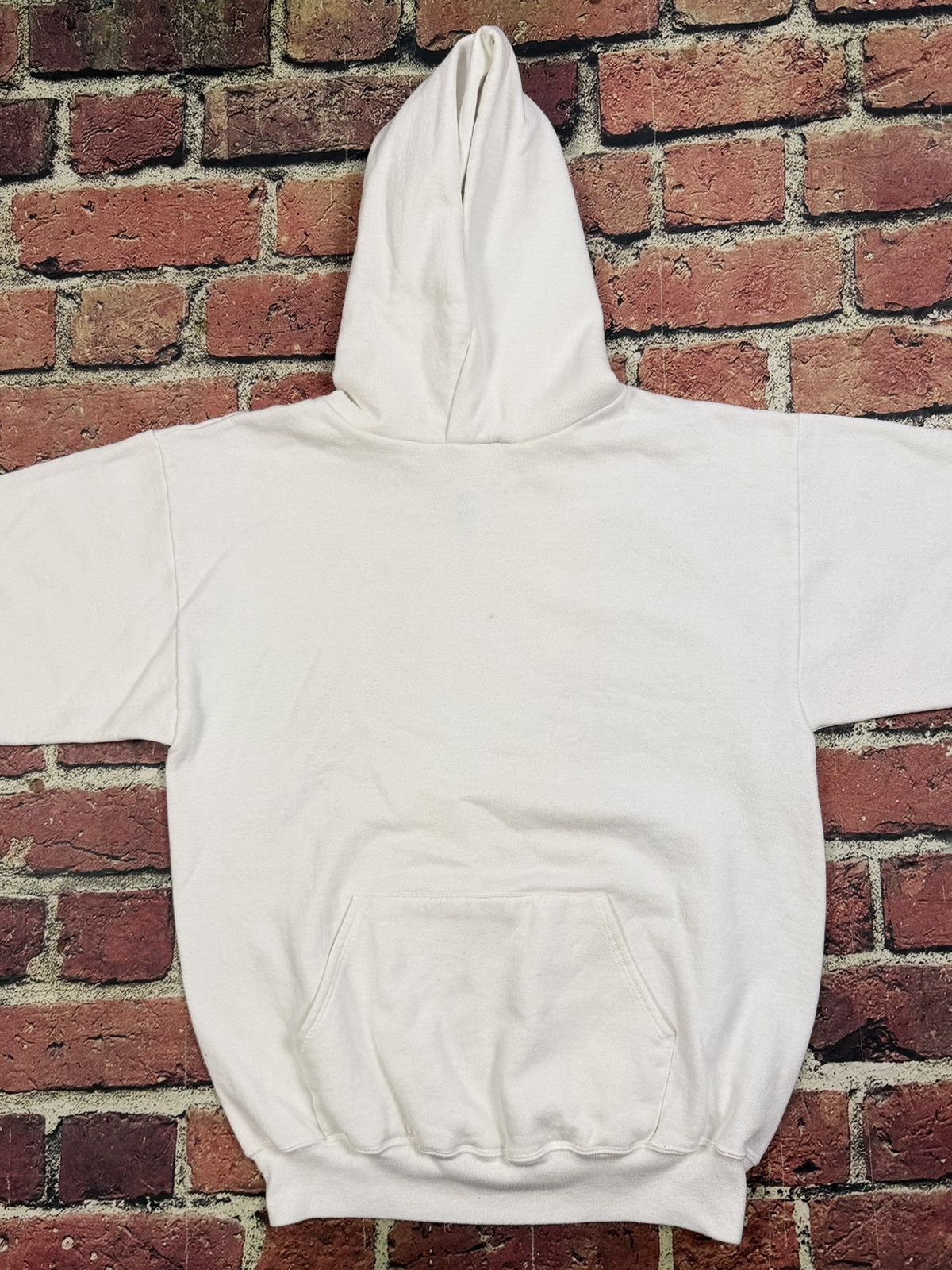 Jerzees Vintage 80s 90s Jerzees White Hoodie Blank Sweatshirt USA Size US XL / EU 56 / 4 - 2 Thumbnail