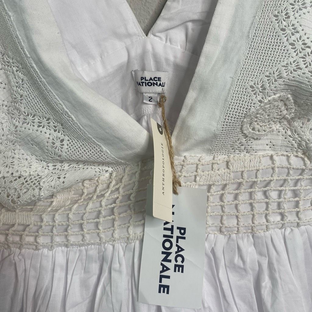 Anthropologie NEW Anthropologie Place Nationale Dress Lace Mini White Boho Size M / US 6-8 / IT 42-44 - 6 Thumbnail
