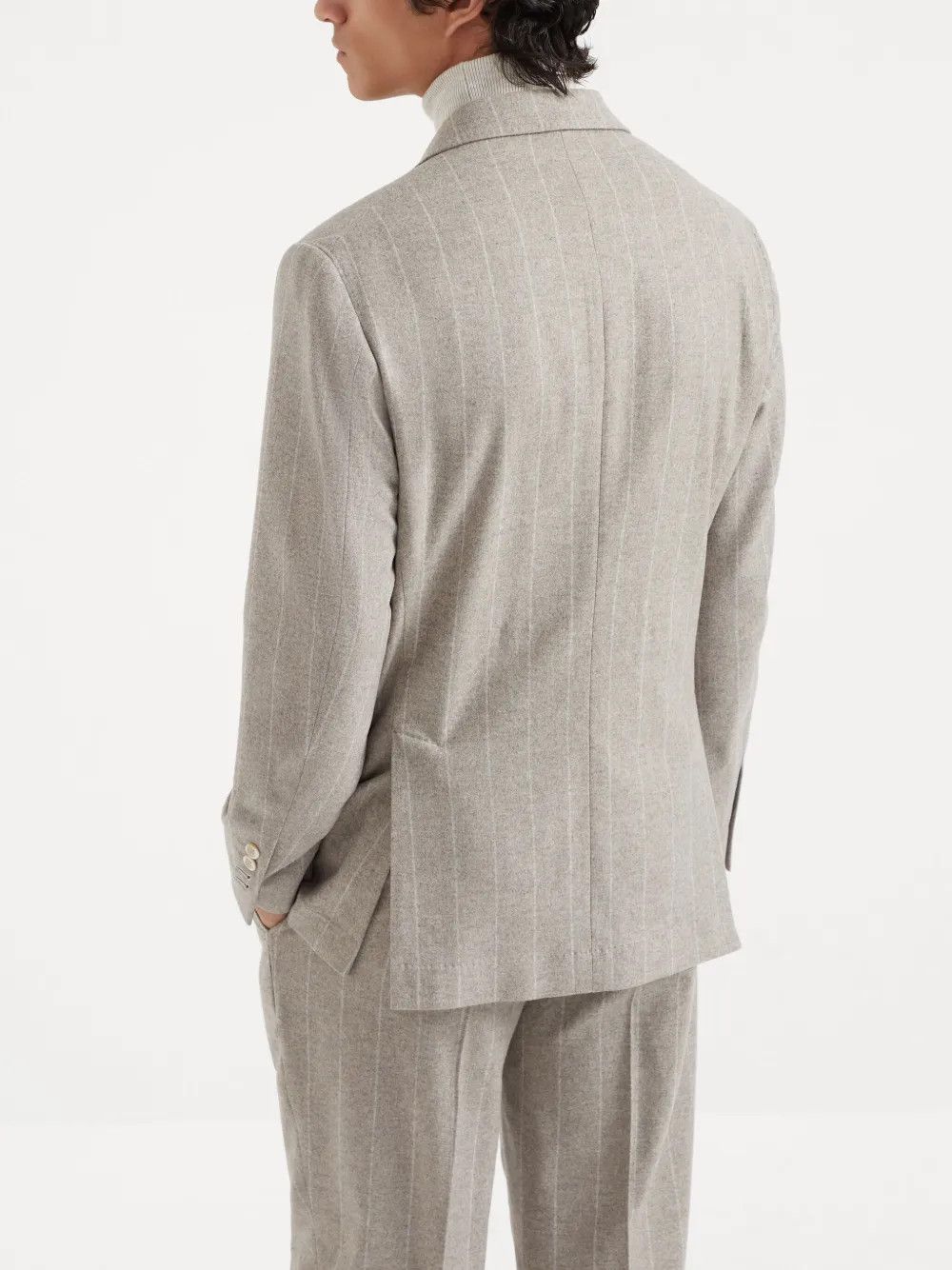 Brunello Cucinelli o1w1db11125 Pinstripe Pattern Jacket in Grey Size US L / EU 52-54 / 3 - 3 Thumbnail