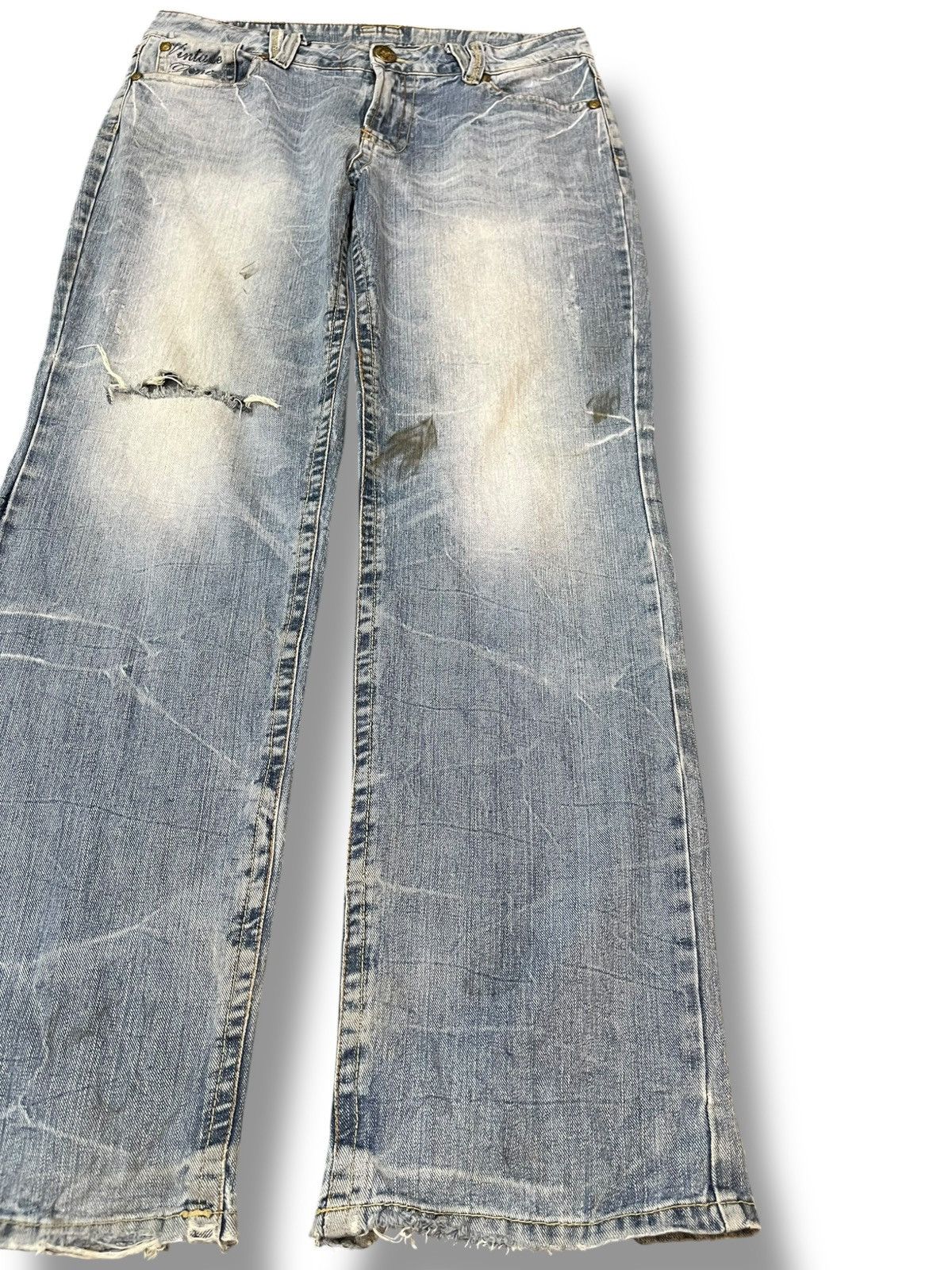 Beauty Beast Vintage Japanese Brand Distressed Embroidery Denim Size US 35 - 4 Thumbnail