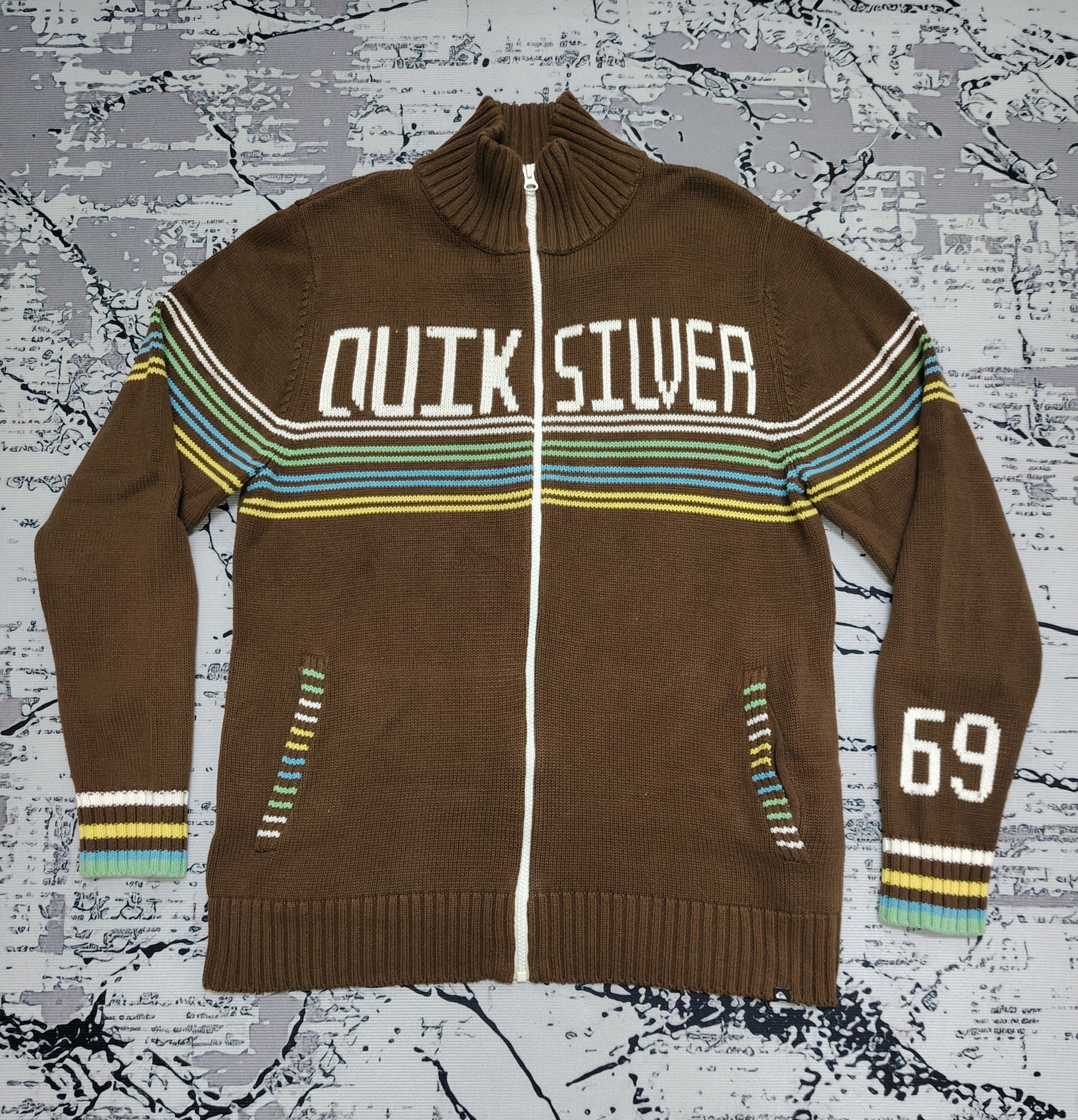 Quicksilver Quicksilver 2000’s Rainbow Stripes Knitted Zipper Sweater Size US L / EU 52-54 / 3 - 9 Thumbnail