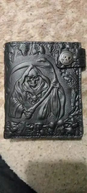 Japanese Brand Retro Biker Purse Devil Skull Death Rock Wallet Size ONE SIZE - 3 Thumbnail