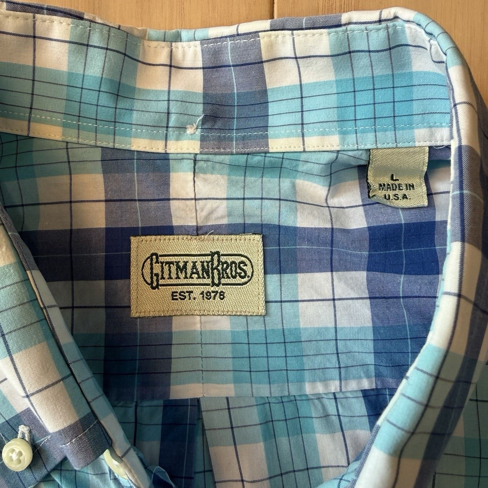 Gitman Bros Mens Large Multi Color Check LS Button Down  Gitman Bros Shirt Large Multicolor Check Cotton Button Up