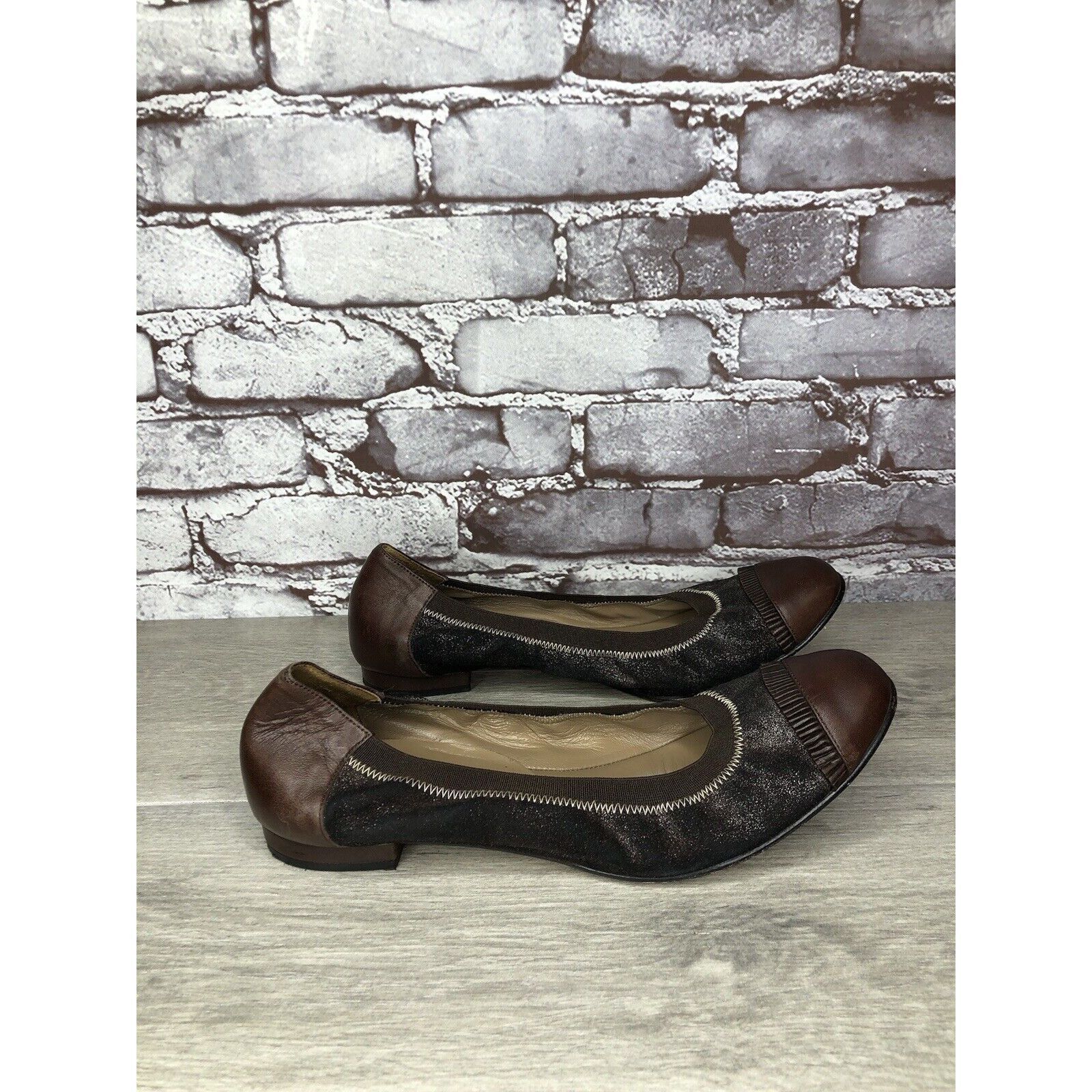 Other Anyi Lu Cate Brown Metallic Flecked Suede Leather Cap Toe Ba Size US 10 / IT 40 - 15 Thumbnail