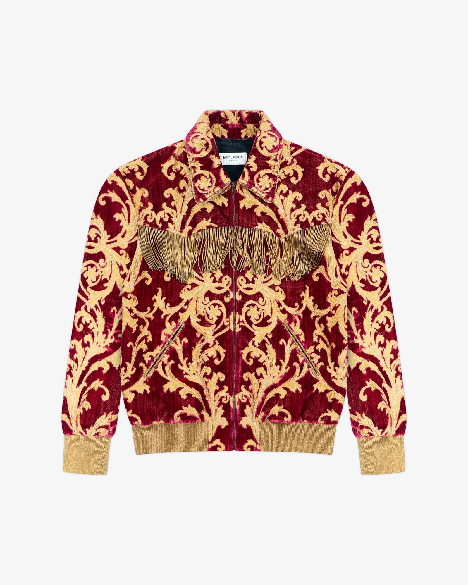 Saint Laurent Paris Brocade Fringe Bomber Jacket (FW16) Size US M / EU 48-50 / 2 - 1 Thumbnail