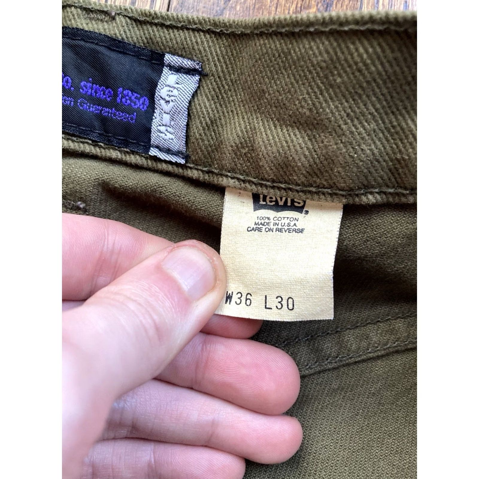 Levi's VINTAGE Levi's Silvertab Jeans Baggy Men 36x32 Army Green Denim USA Made 5-Pocket Mens Distressed Spot Size US 36 / EU 52 - 4 Thumbnail
