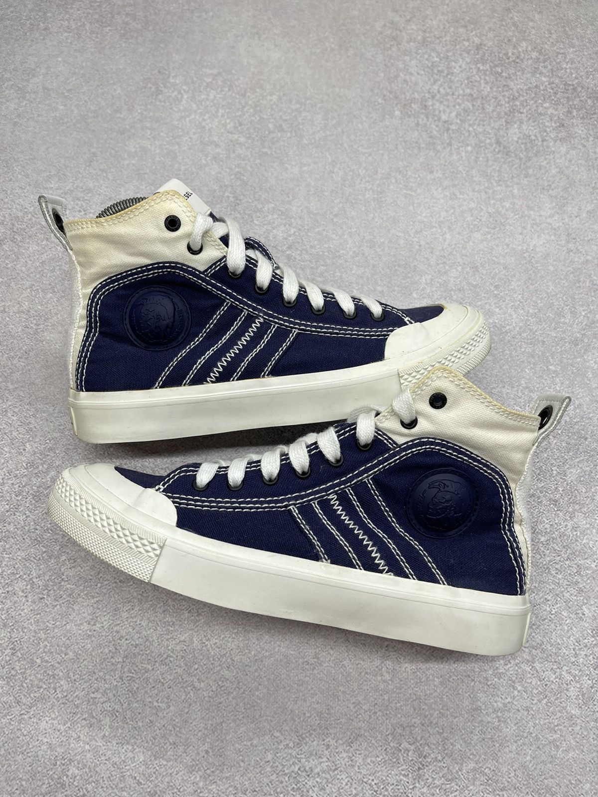 Diesel Mens Diesel Astico Mid Lace Sneaker Navy/White Y2K Size US 7.5 / EU 40-41 - 2 Thumbnail