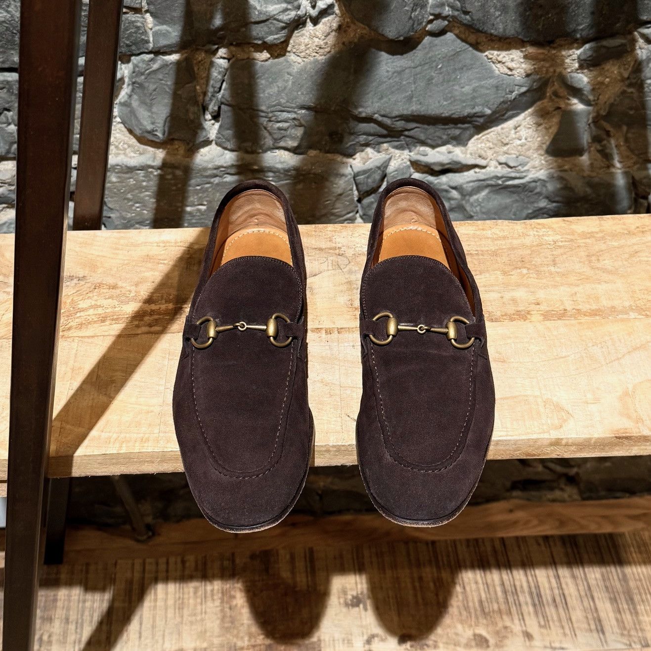 Gucci Gucci Brown Suede Horsebit Accent Jordaan Loafers Size US 11.5 / EU 44-45 - 3 Thumbnail