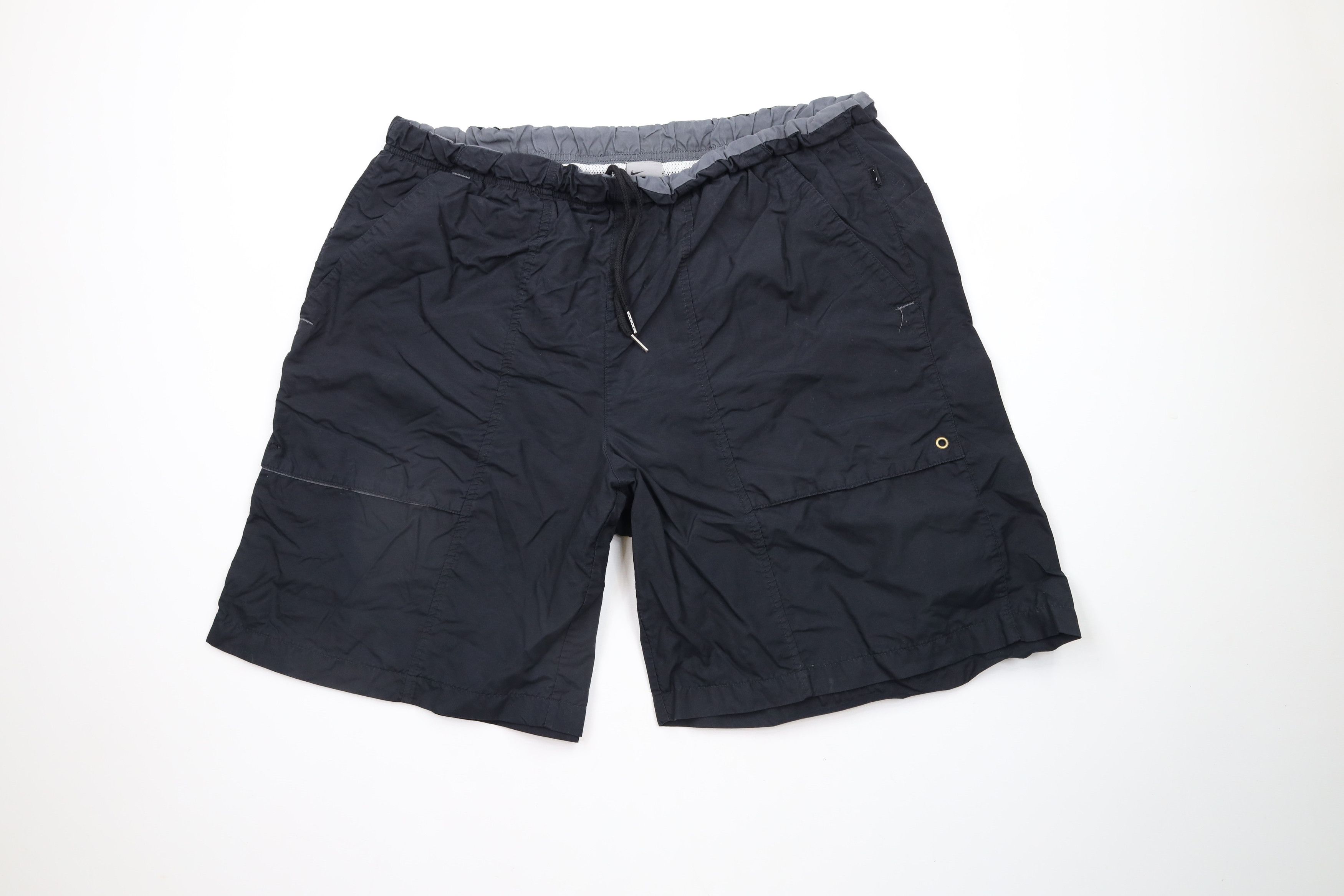 Nike × Vintage Vintage 90s Nike Scott Mini Swoosh Lined Cargo Shorts Black Size US 36 / EU 52 - 1 Thumbnail