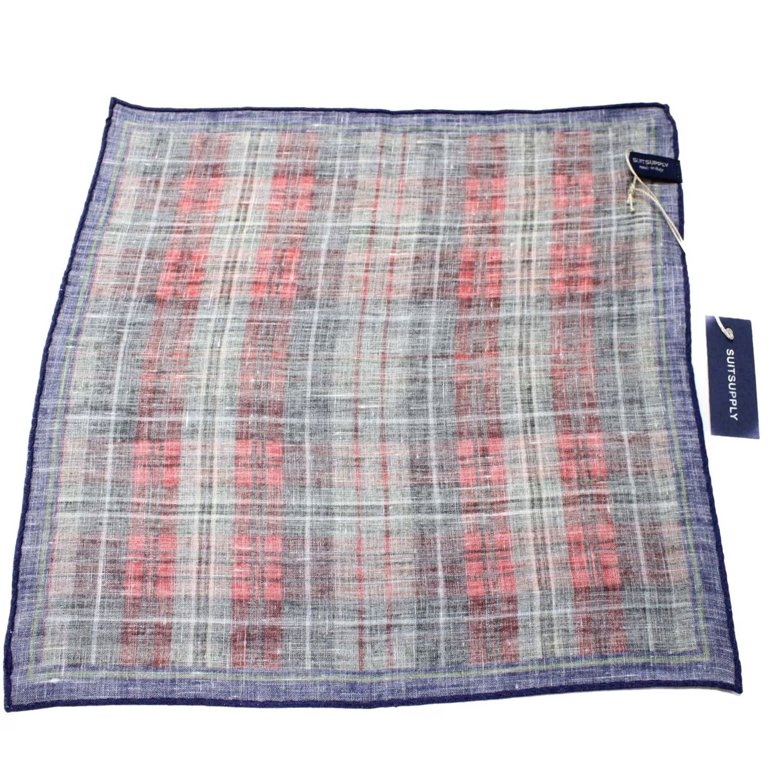 Suitsupply Suitsupply Pocket Check Red Handkerchief Men's ONE SIZE Linen Formal Red Check Handkerchief Linen Formal One Size Suitsupply Mens Size ONE SIZE - 5 Thumbnail