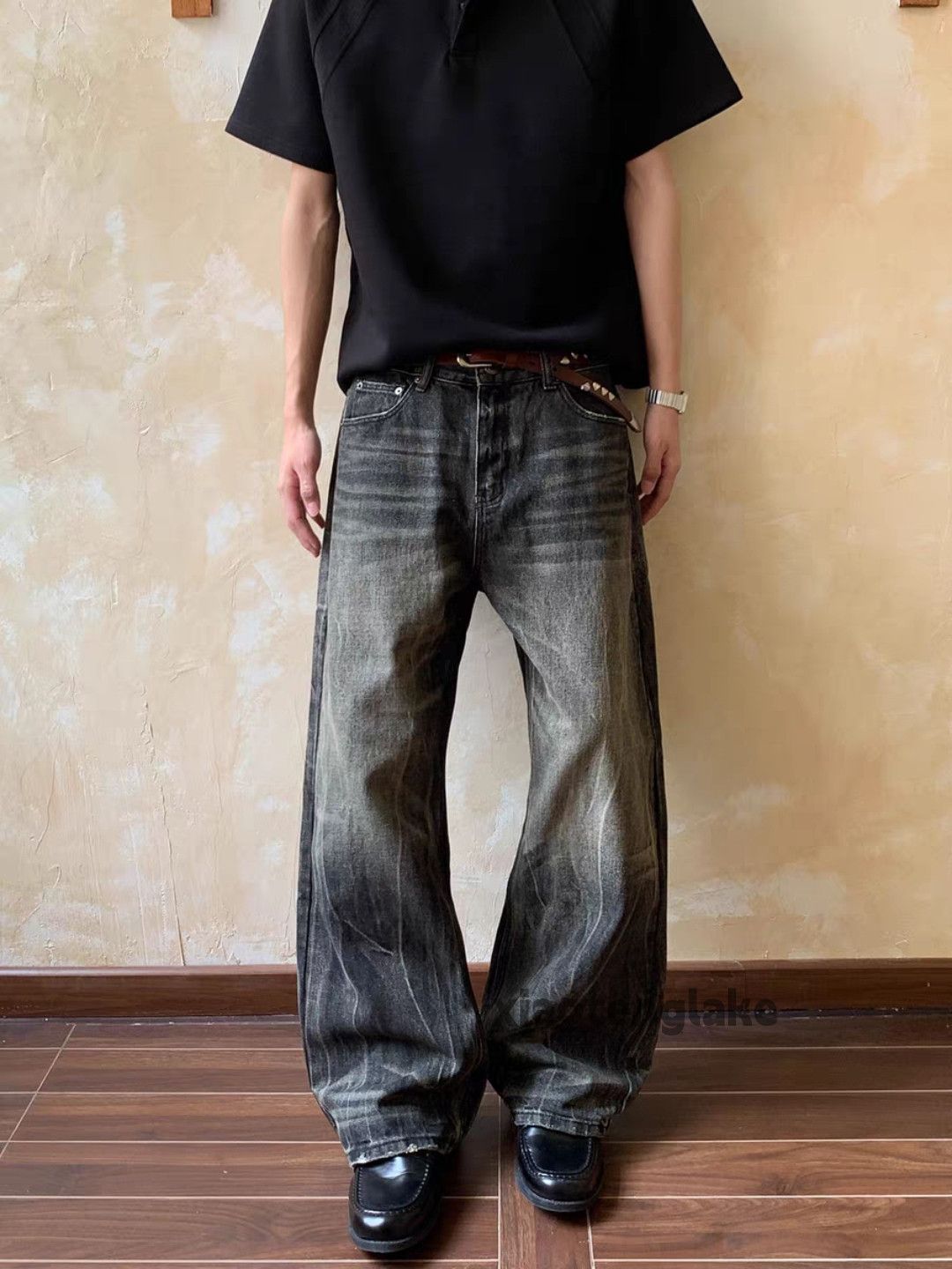 Jean Custom washed faded loose baggy hiphop yuppie jeans Size US 34 / EU 50 - 3 Thumbnail