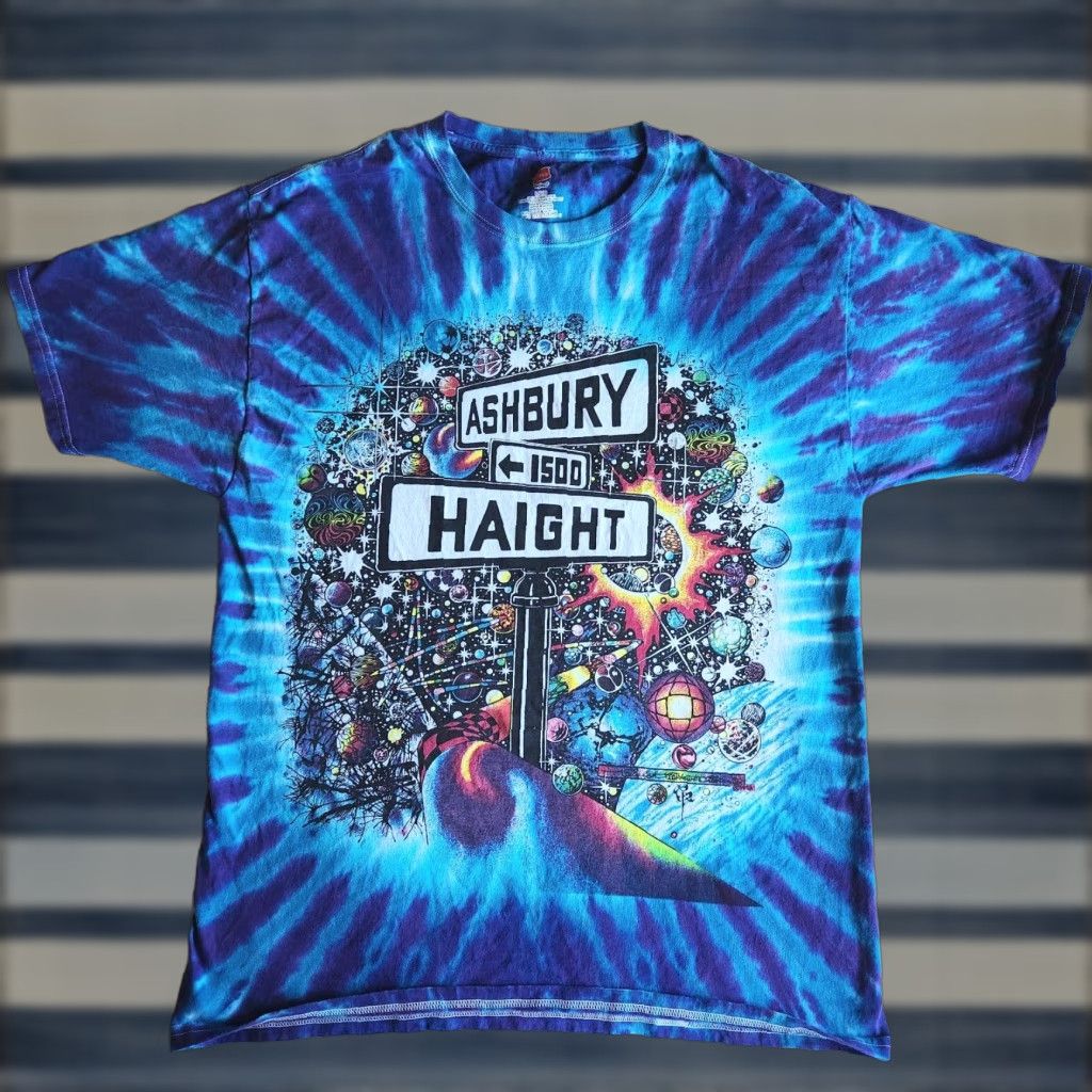 Hanes VINTAGE Ralph Hawke Manis Tie-Dye T-Shirt L Men 1992 San Francisco Psychedelic Street Art 90s Blue Purple Graphic Tee Size US L / EU 52-54 / 3 - 1 Thumbnail
