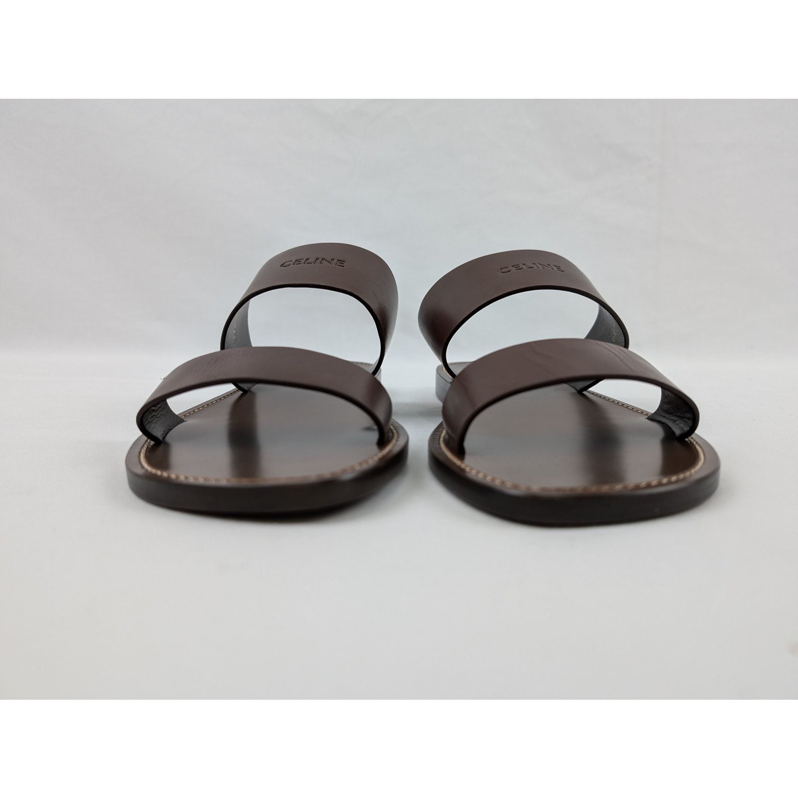 Celine o1rshd1 Calfskin-Vegetal Tanning Slides Slipper Dark Brown Size US 9 / EU 42 - 14 Thumbnail