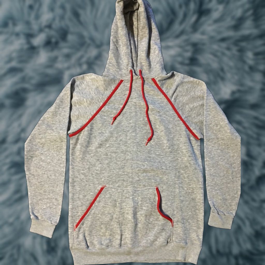 Vintage VINTAGE 70s Distressed Hoodie M Gray Red USA Track Grunge Punk PE Surf Army Biker 90s 80s USA Size US M / EU 48-50 / 2 - 1 Thumbnail