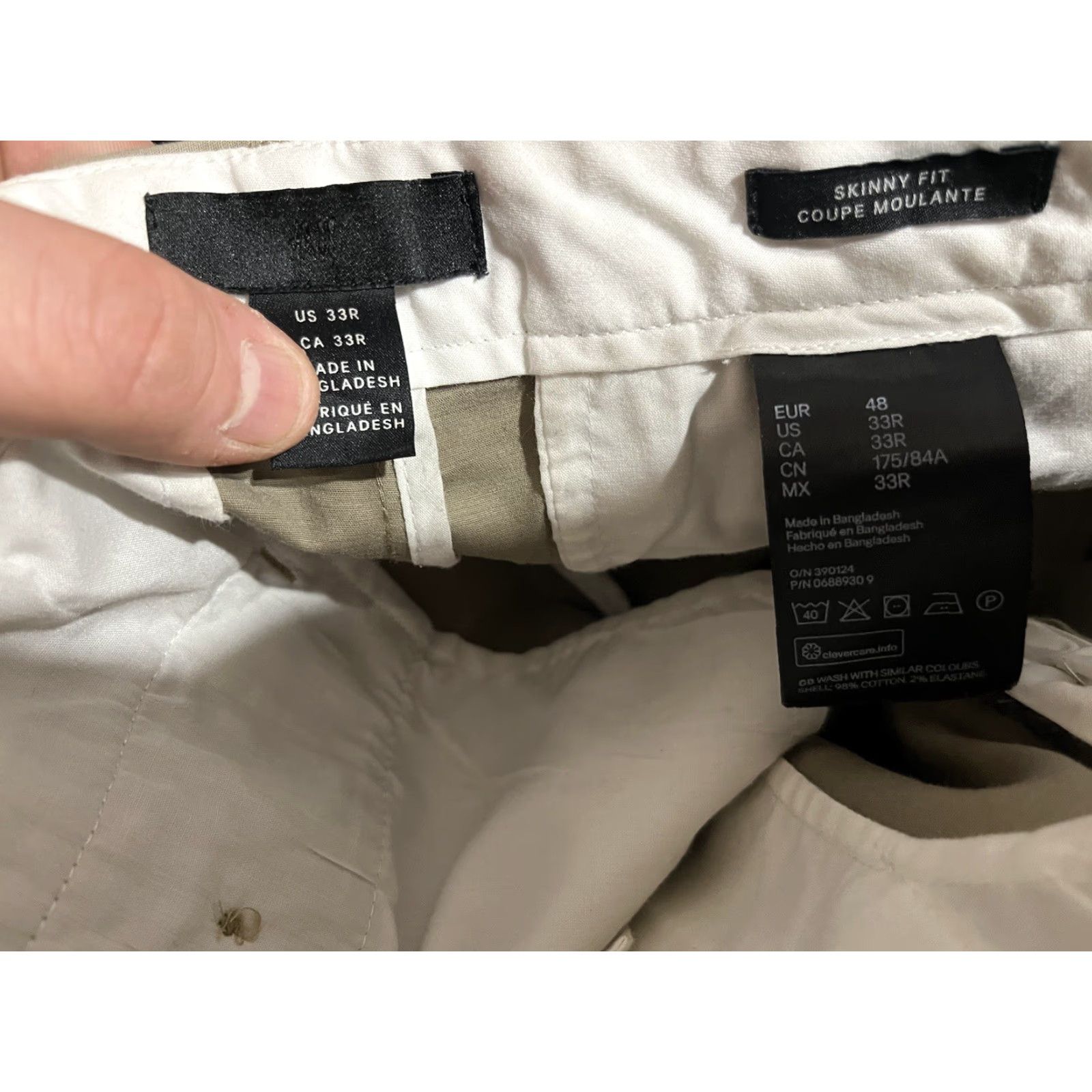 H&M H&M Men Pants 33R Beige Cotton Straight Leg Slim Fit Flat Front Chino Men Size US 33 - 5 Thumbnail