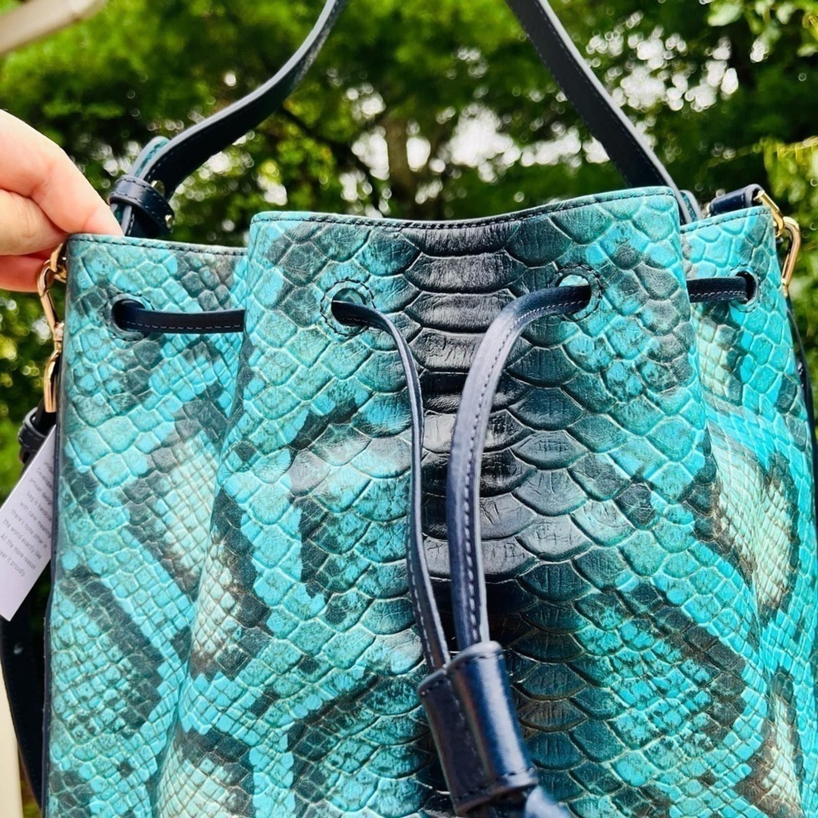BRAHMIN Brahmin Marlowe Blue Waterford Bucket Shoulder Bag Size ONE SIZE - 9 Thumbnail
