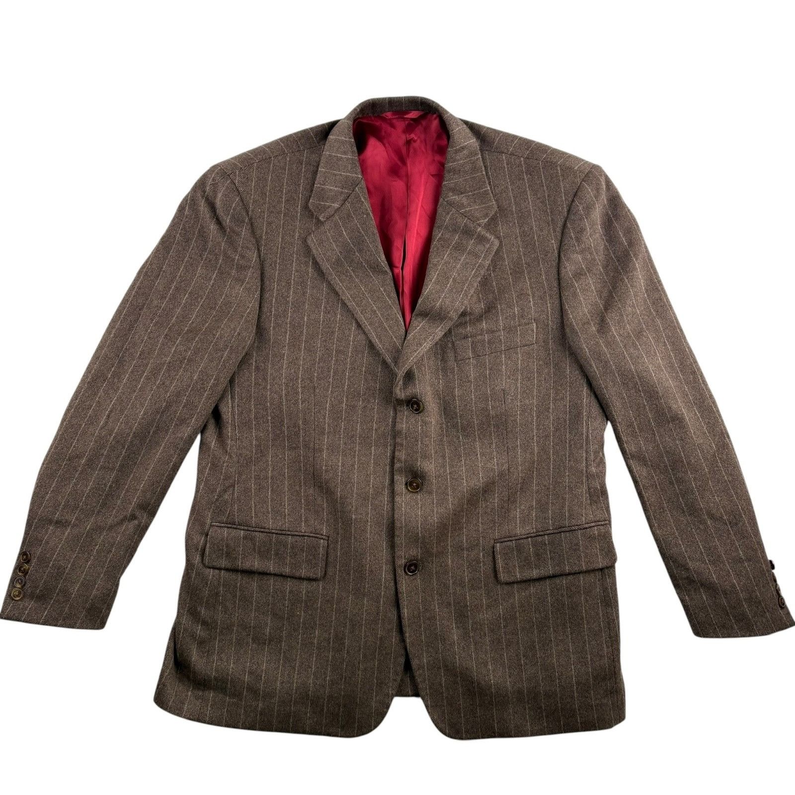 Other Bespoke Custom Men’s 100% Cashmere Chalk Striped Blazer Jack Size 48R - 2 Thumbnail