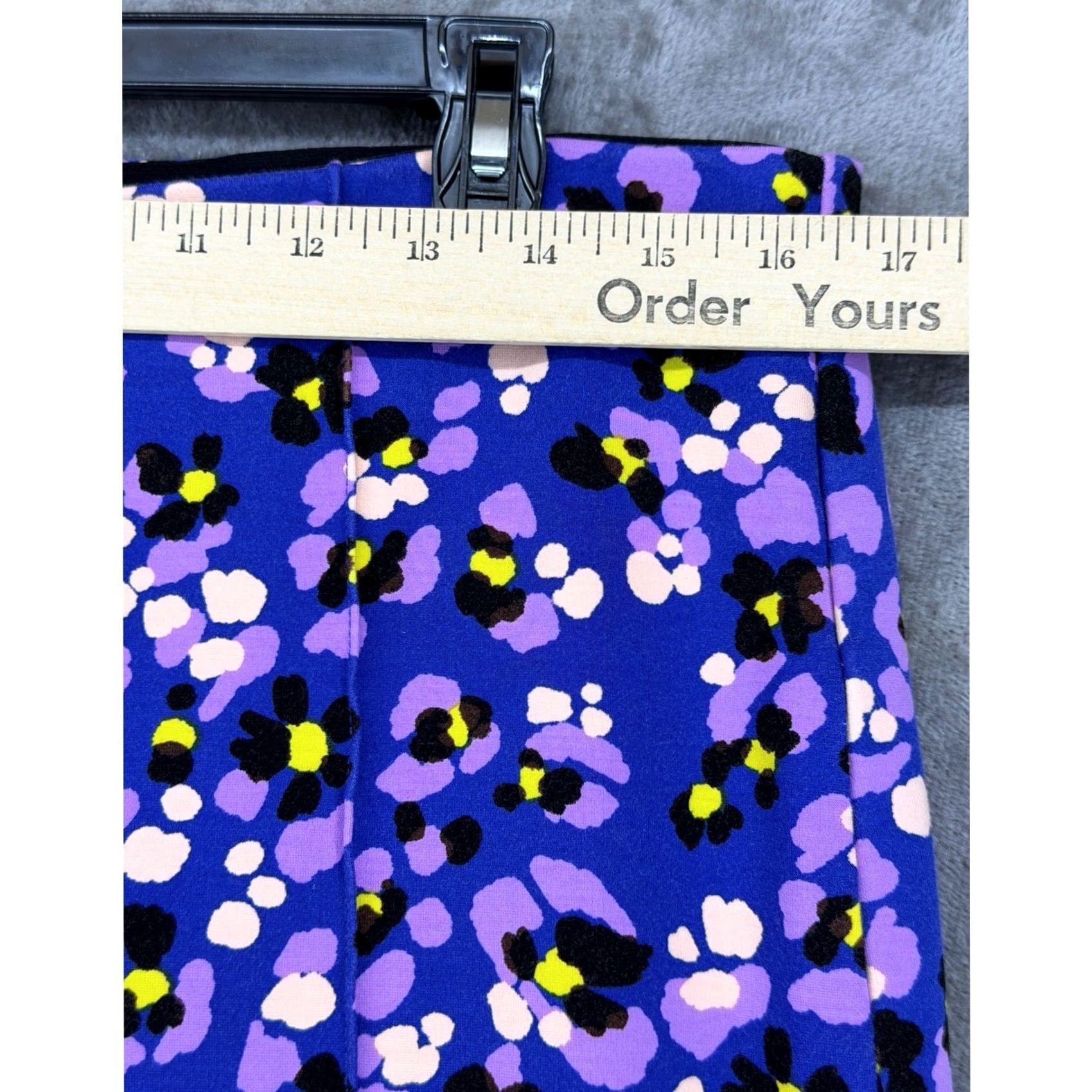 Anthropologie Maeve by Anthropologie Margot Pants Cropped Kick Flare Multicolor Leopard Floral Blue Purple Yellow Woman L Tall Slit? No, keep to original words. Size 36" / US 14 / IT 50 - 5 Thumbnail