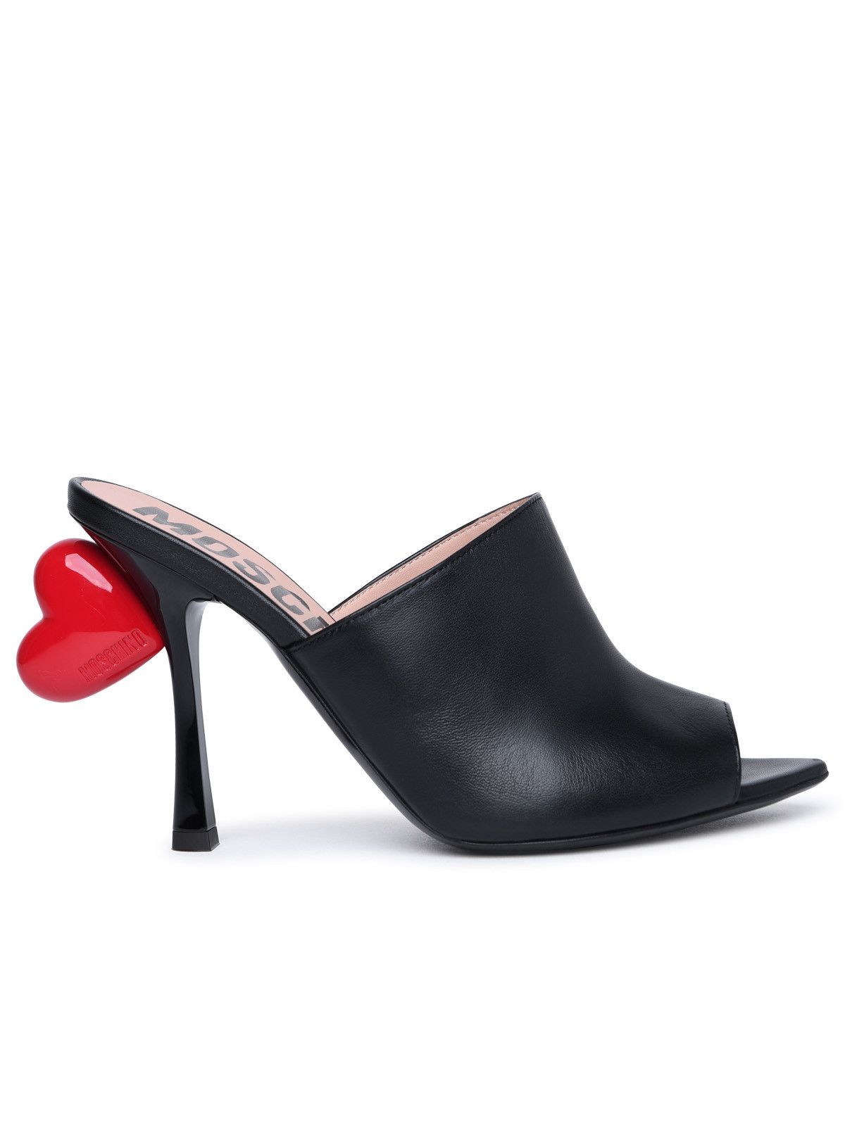 image of Moschino Black Leather Sandals, Women's (Size 9)