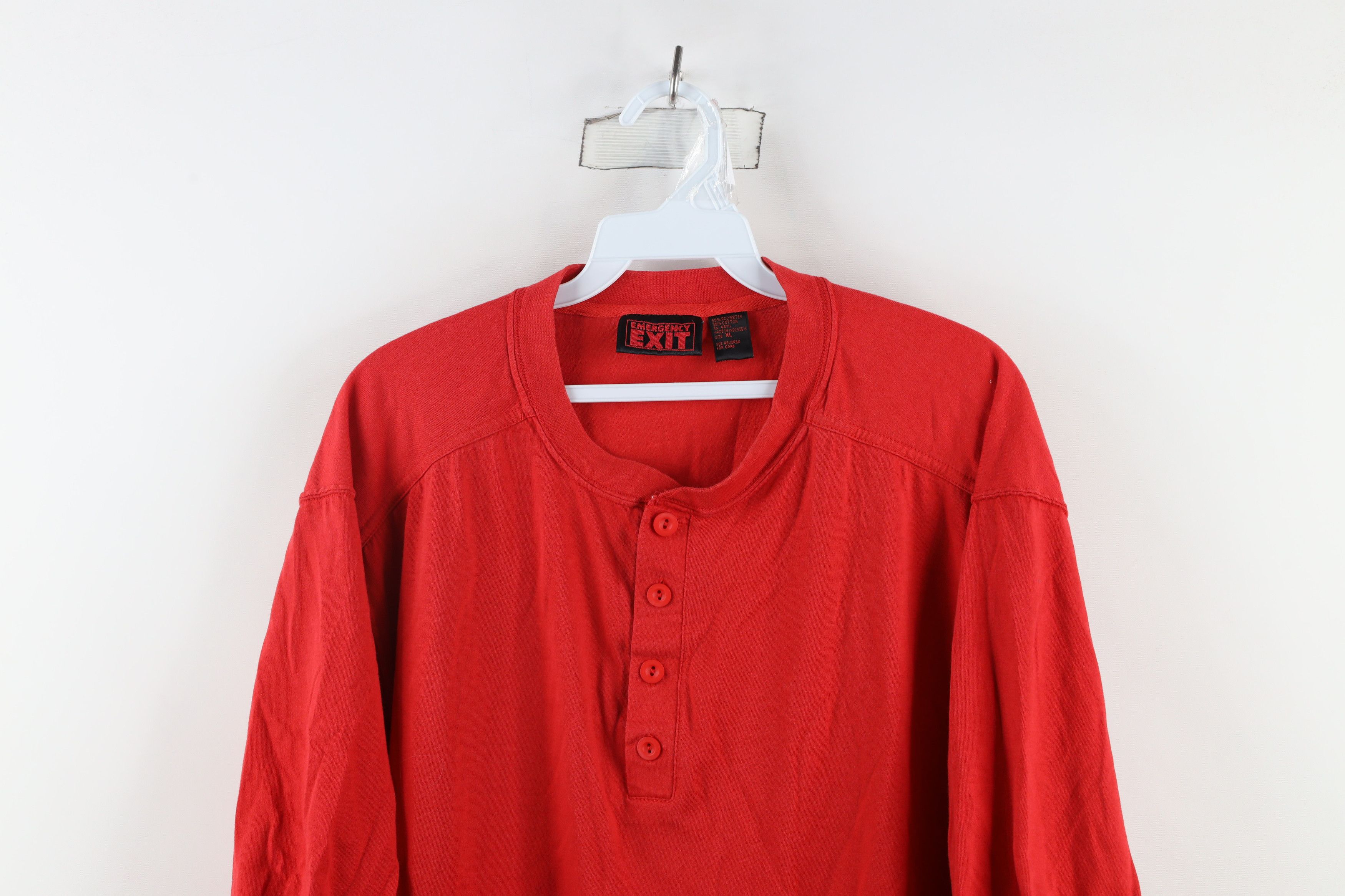 Vintage Vintage 90s Streetwear Blank Short Sleeve Henley T-Shirt Red Size US XL / EU 56 / 4 - 2 Thumbnail