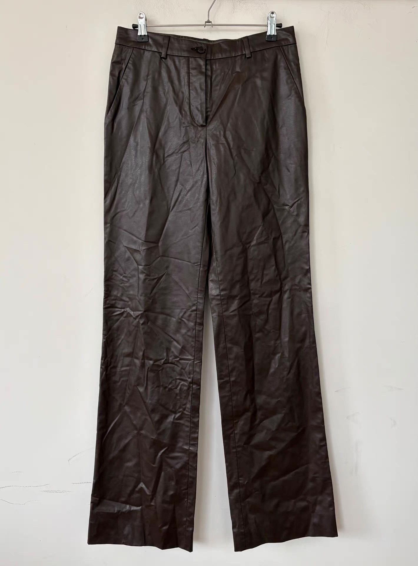 Miu Miu Miu Miu Women's Chocolate Faux Leather Pants Ｑ21 Size 40" / US 18 - 1 Thumbnail