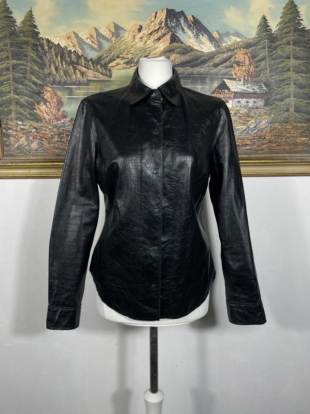 Vintage Vintage Y2k Avant Garde Black Real Cow Leather Bomber Jacket Size M / US 6-8 / IT 42-44 - 1 Thumbnail