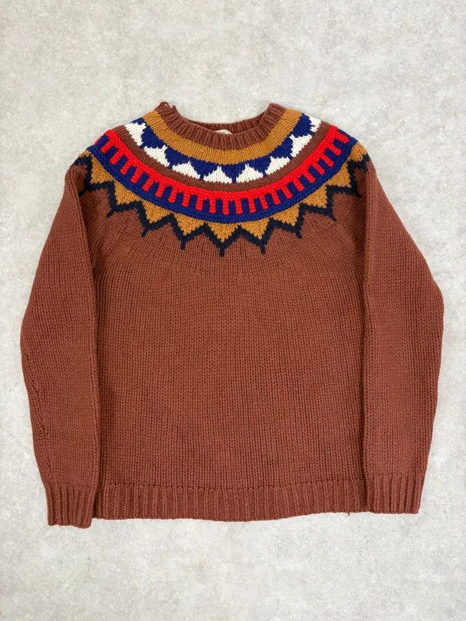 Burberry Burberry Brown Wool Fair Isle Crewneck Sweater Size US XS / EU 42 / 0 - 1 Thumbnail