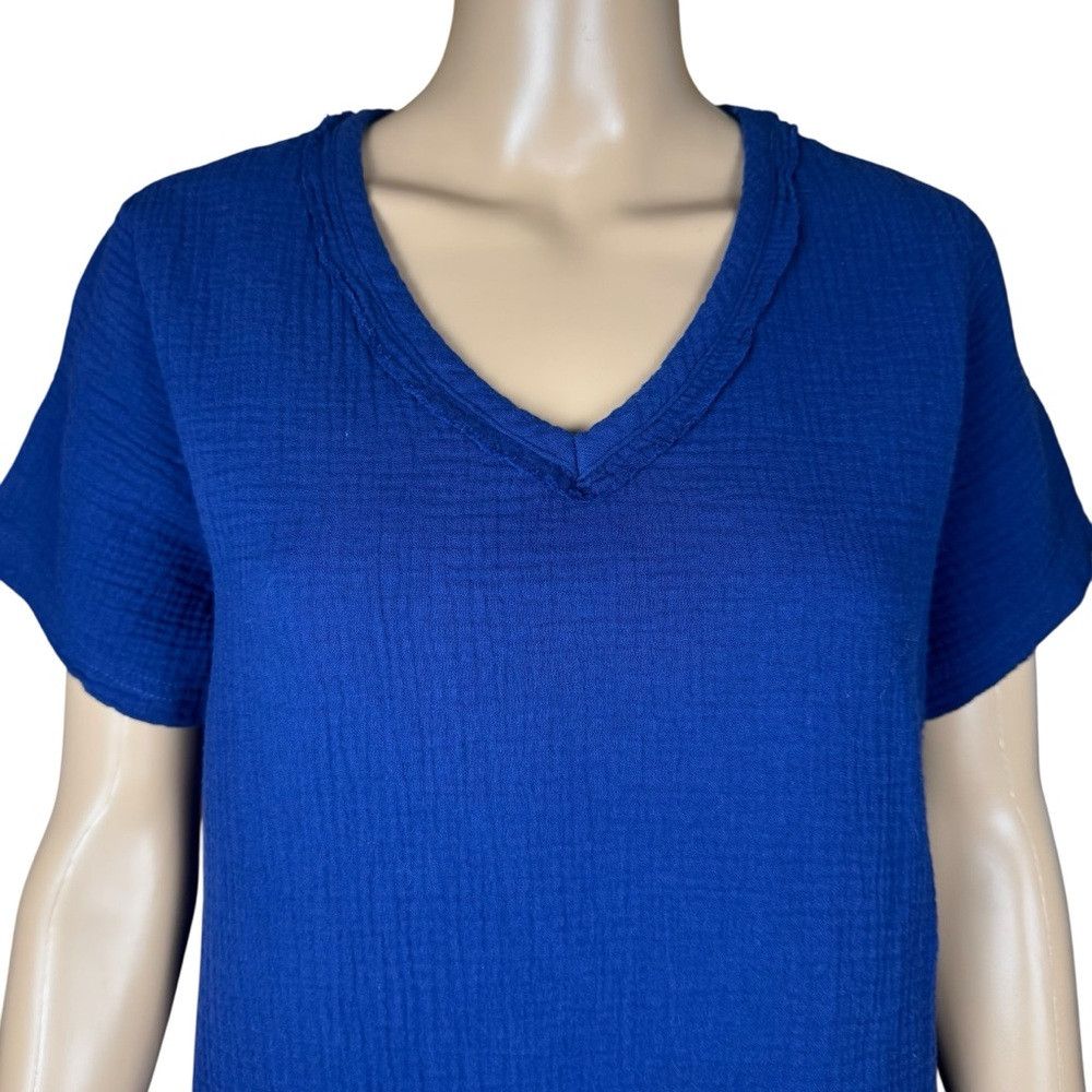 Other New Belle Beach by Kim Gravel Gauze V-Neck Nautical Navy Co Size XS / US 0-2 / IT 36-38 - 3 Thumbnail
