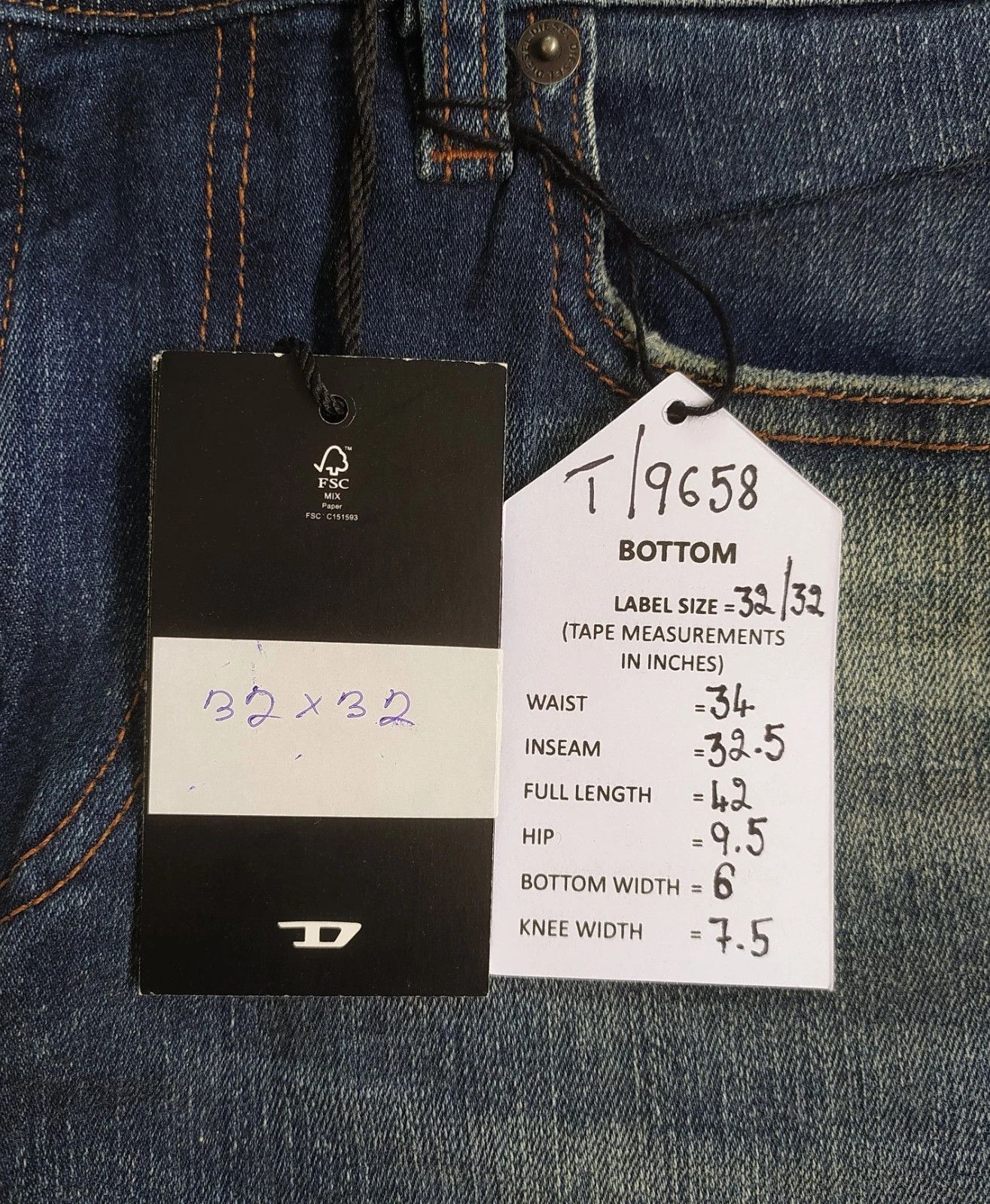 Diesel Diesel 1979 SLEENKER-R L.30 MENS JEANS T/9658 Size US 32 / EU 48 - 6 Thumbnail