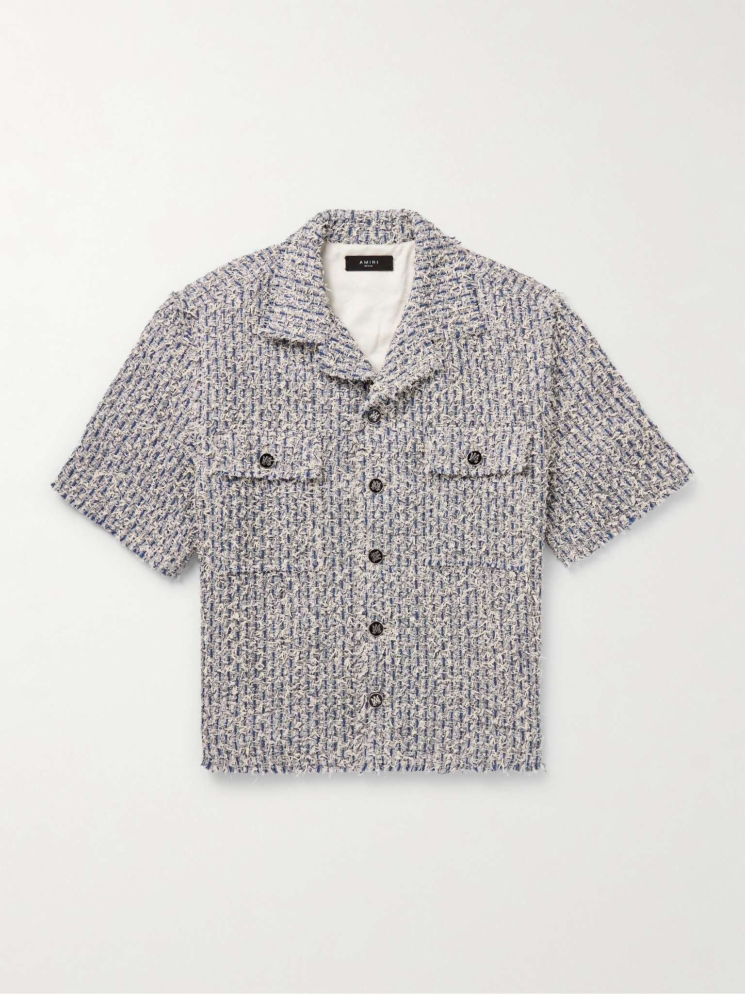 Amiri o1s1wg110525 Camp-Collar Frayed Cotton Tweed Overshirt Size US M / EU 48-50 / 2 - 1 Thumbnail