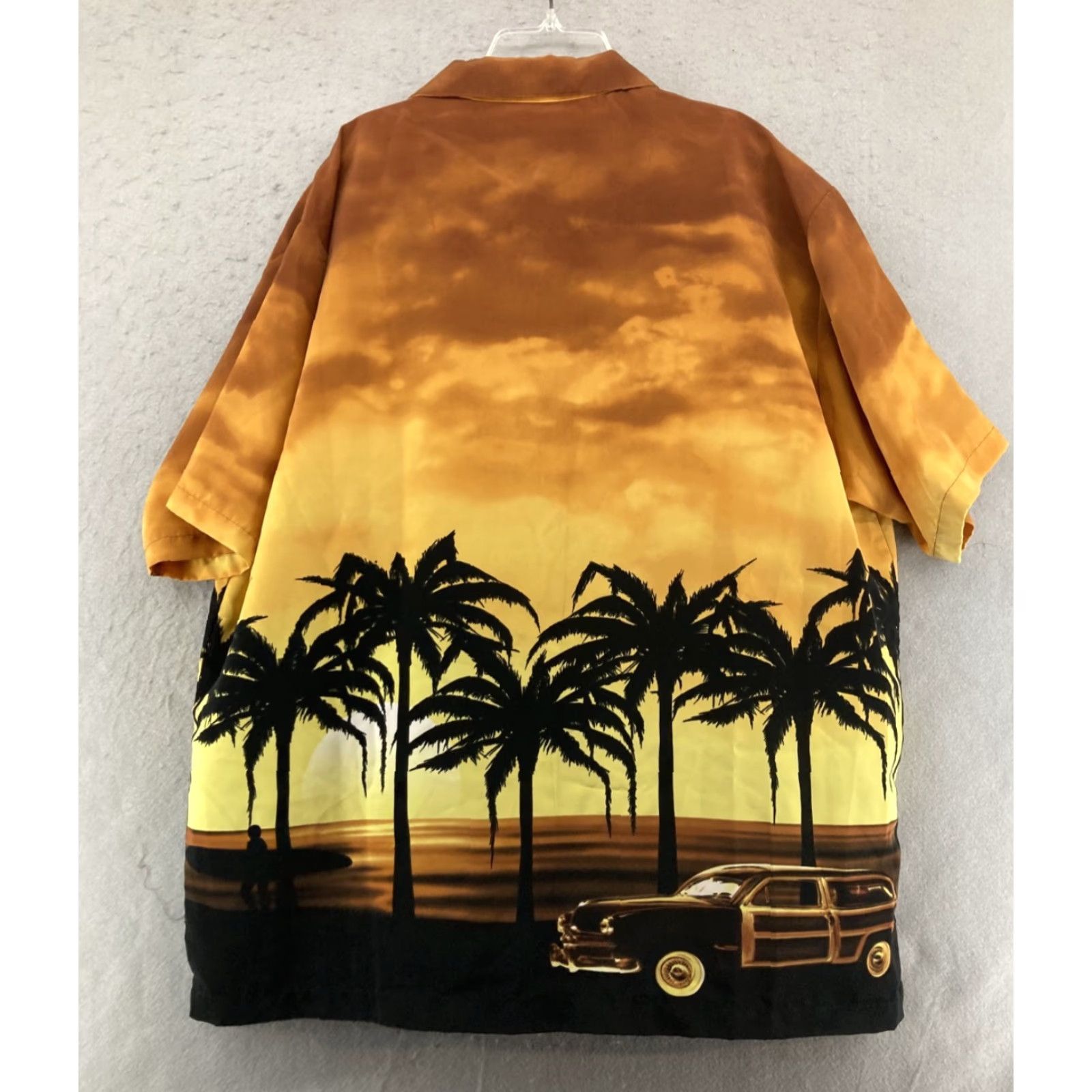 Vintage Pineapple Connection Pineapple Connection Mens L Orange Sunset Palm Trees Hawaiian Shirt Button-Up Short Sleeve Collared Beach Sunset 90s Theme Men’s? Size US L / EU 52-54 / 3 - 6 Thumbnail