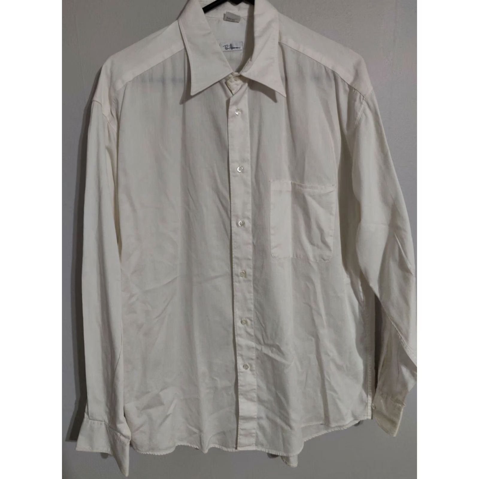 Vintage Ron Herman White Button Up Shirt Long Sleeve Men's Large Italy Cotton Size 42R - 2 Thumbnail
