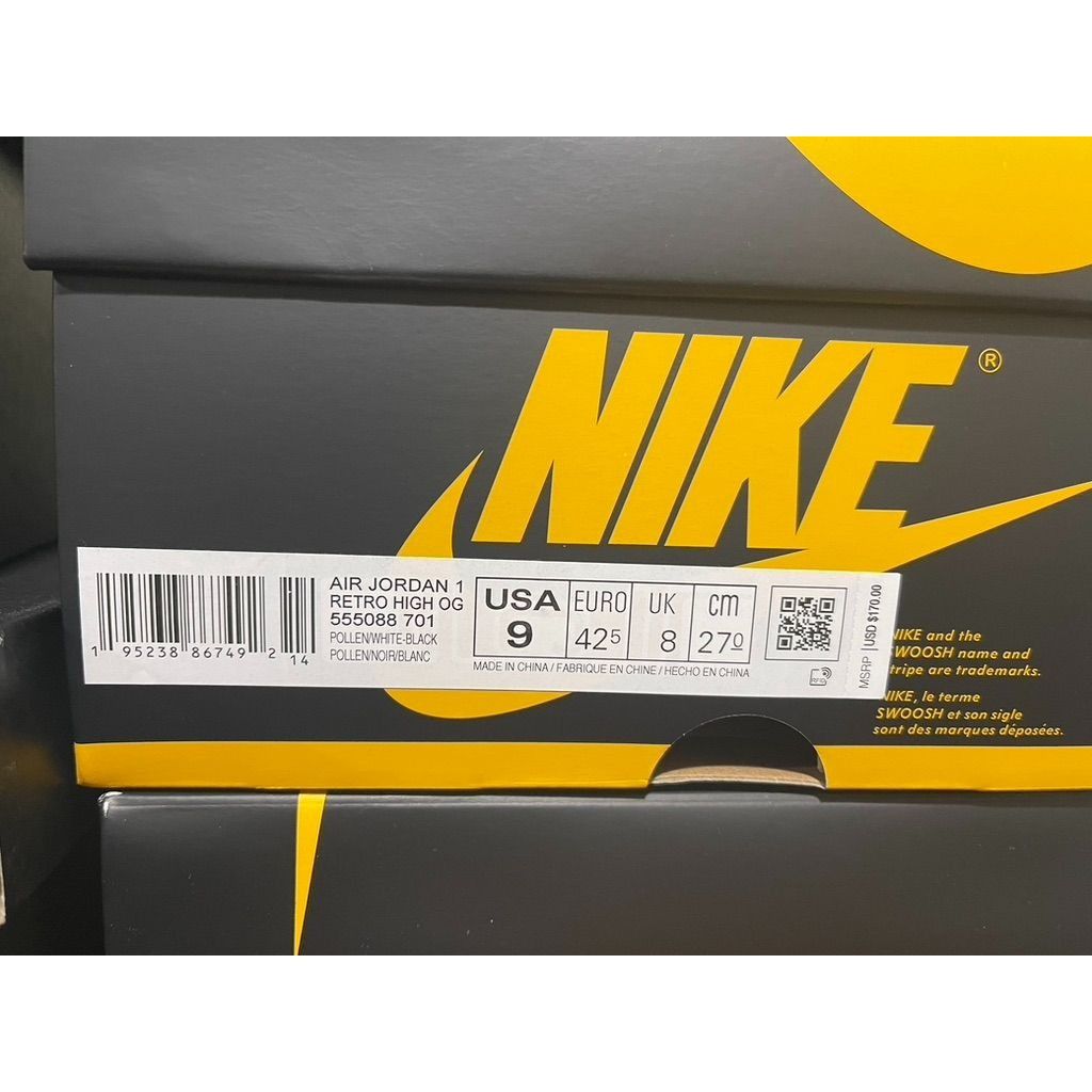 Jordan Brand Jordan 1 Retro High OG Pollen Black Yellow Mens 9us Size US 9 / EU 42 - 6 Thumbnail