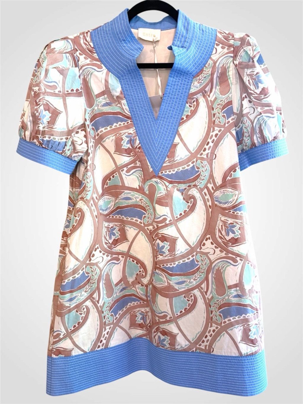 Other Entro Pattern Print Band Contrast Mini Dress in Mocha Multi Size S / US 4 / IT 40 - 1 Thumbnail