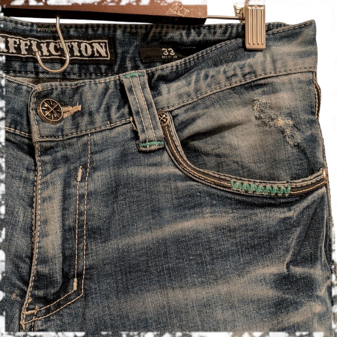 Affliction AFFLICTION Ace Slim Straight Blue Jeans Men's 33 distressed Size US 33 - 6 Thumbnail