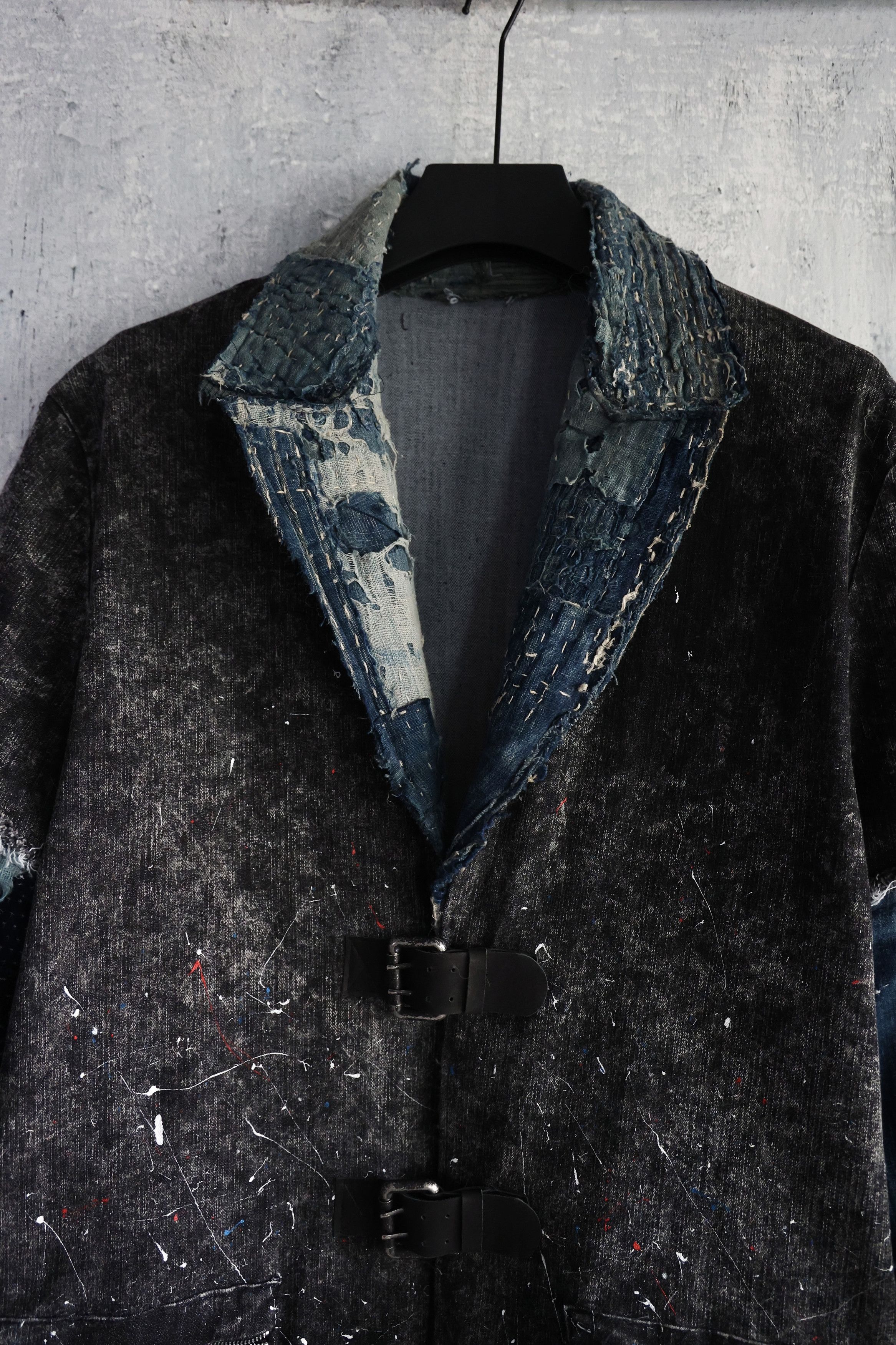 Hana Indigo Washed denim jacket patched with Boro vintage japan textiles Size US M / EU 48-50 / 2 - 8 Thumbnail