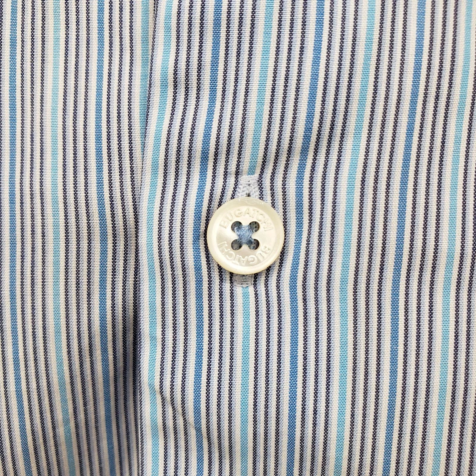 BUGATCHI Bugatchi Uomo Dress Shirt Striped Contrast Cuff 15.5 34/35 Size US S / EU 44-46 / 1 - 3 Thumbnail
