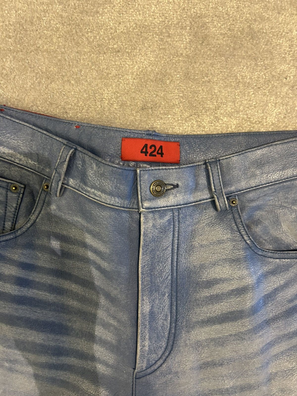 424 424 LEATHER PANTS Size US 33 - 3 Thumbnail