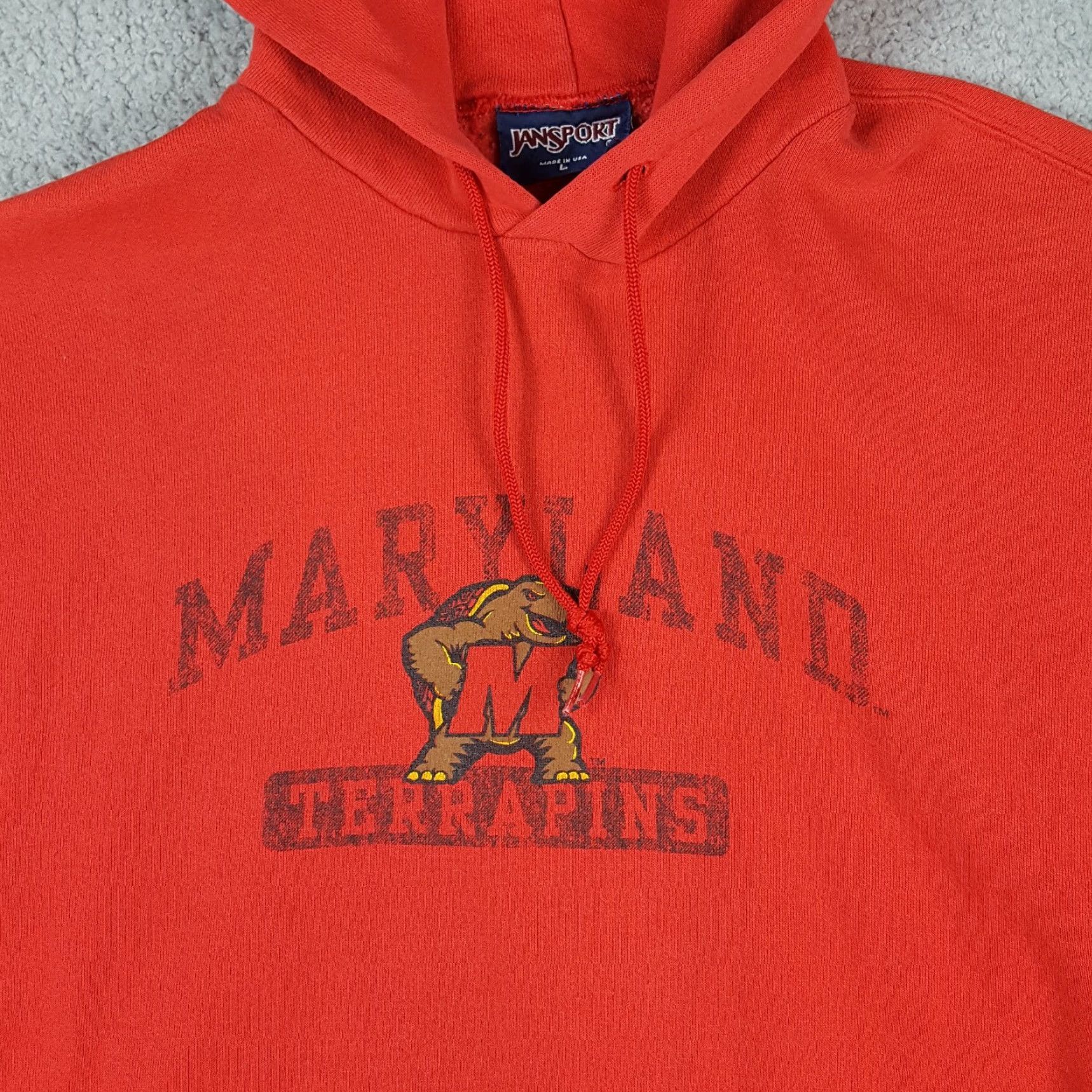 Jansport VINTAGE Maryland Terrapins Hoodie Men L Red JanSport Pullover Logo 90s Sports Decade Theme Terps Turtle Logo Sweatshirt USA Made Size US L / EU 52-54 / 3 - 3 Thumbnail