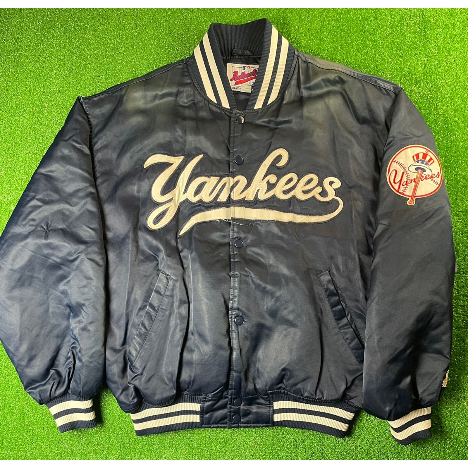 New York Yankees × Starter × Vintage Vintage Starter New York Yankees Diamond Series Satin Jacket Size US L / EU 52-54 / 3 - 3 Thumbnail