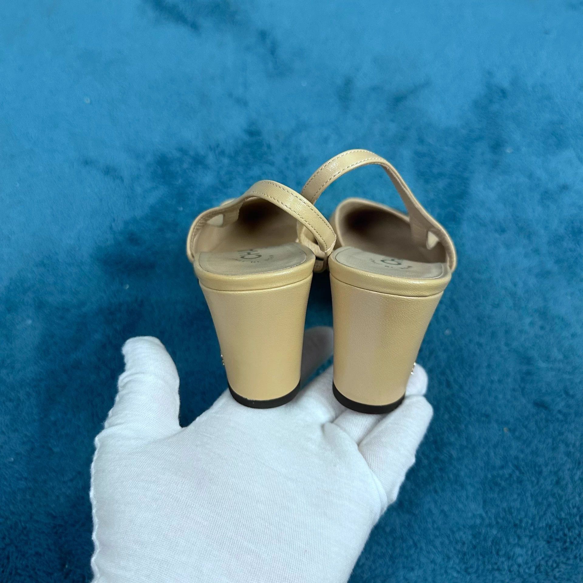 Chanel Chanel Beige Back-Tie Chunky Heel Pumps 36.5 New Size US 6 / IT 36 - 4 Thumbnail