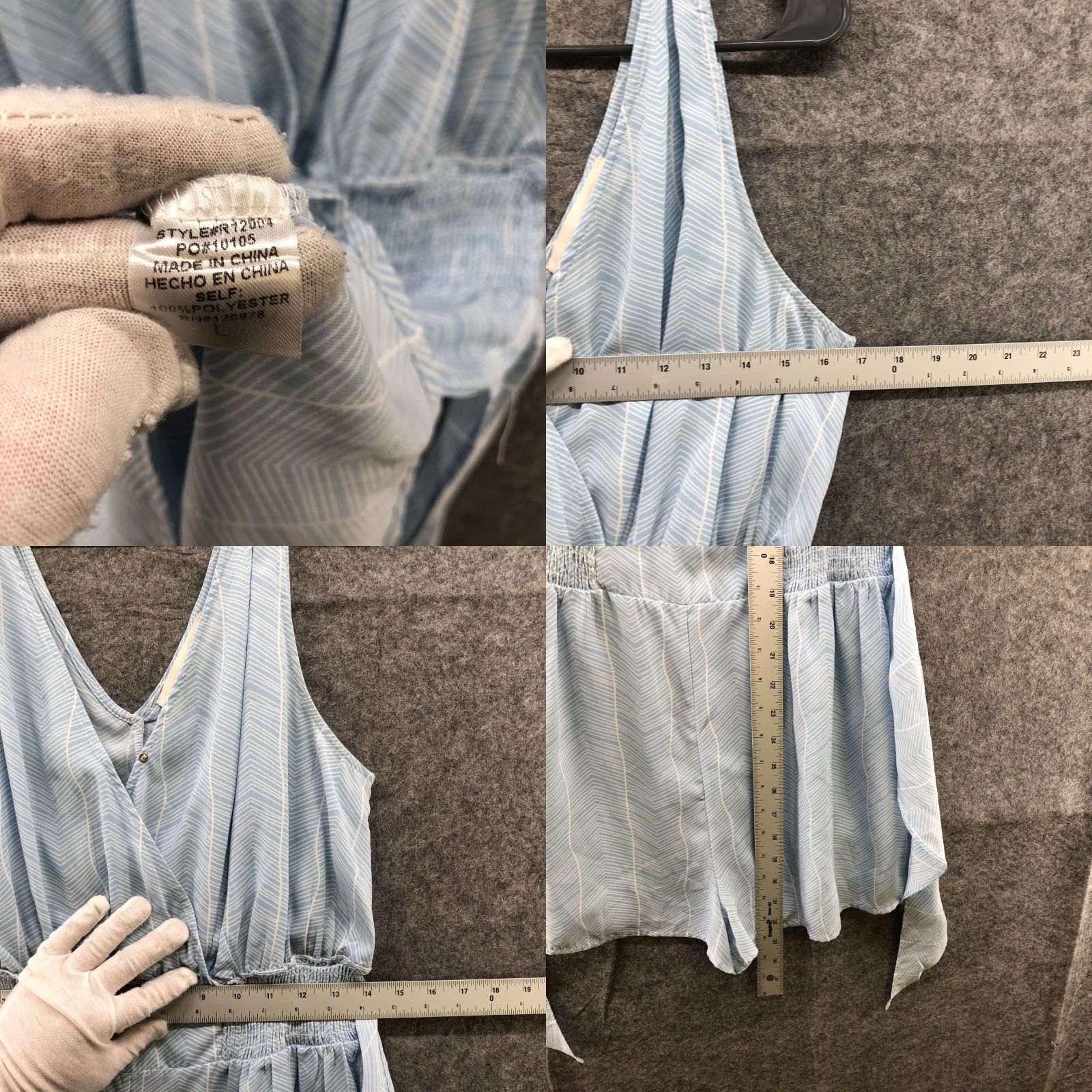 Vintage The Impeccable Pig Romper Sleeveless Womens L Light Blue V-Neck Tie Waist Size 36" / US 14 / IT 50 - 8 Thumbnail