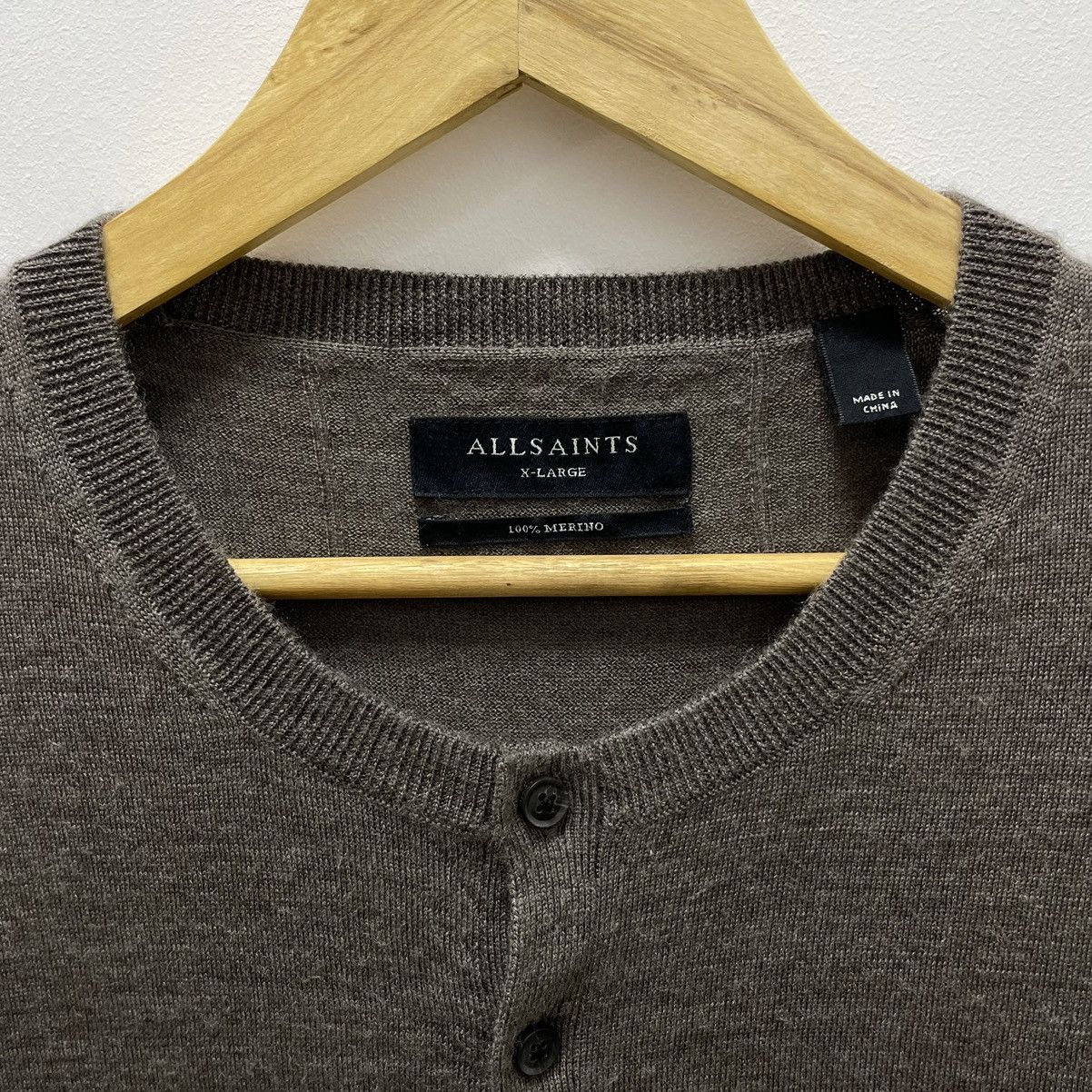 Allsaints Allsaints Mode Merino ls Henley Long sleeve Wool Sweater Size US XL / EU 56 / 4 - 7 Thumbnail