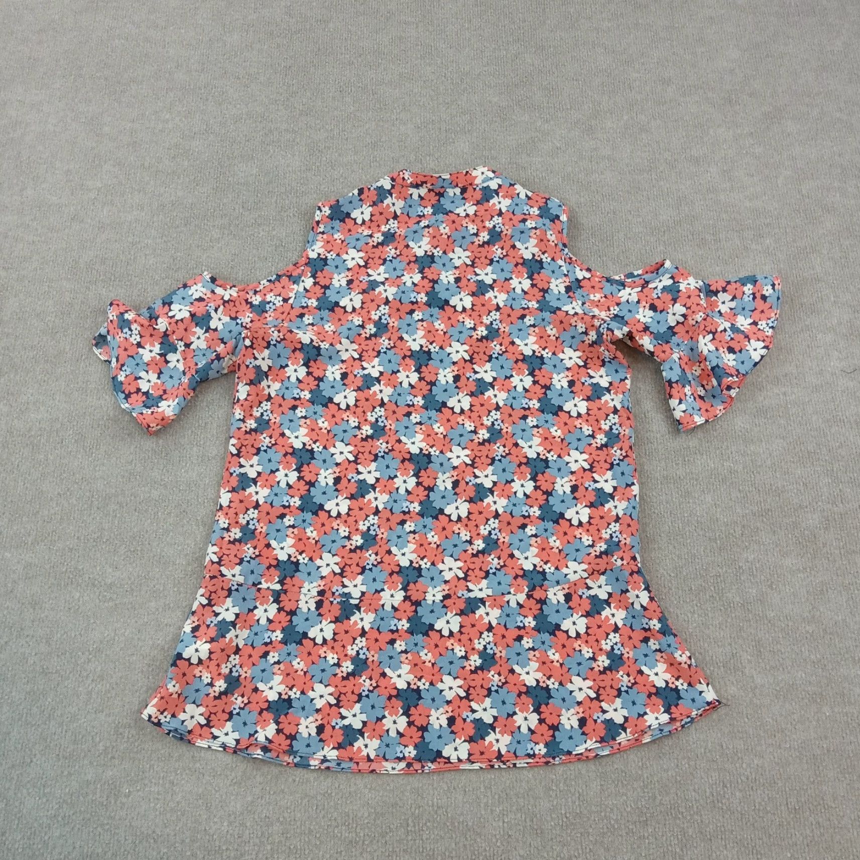 Michael Kors Michael Kors Womens Blue Floral Blouse Cold Shoulder XS Polyester Size XS / US 0-2 / IT 36-38 - 7 Thumbnail