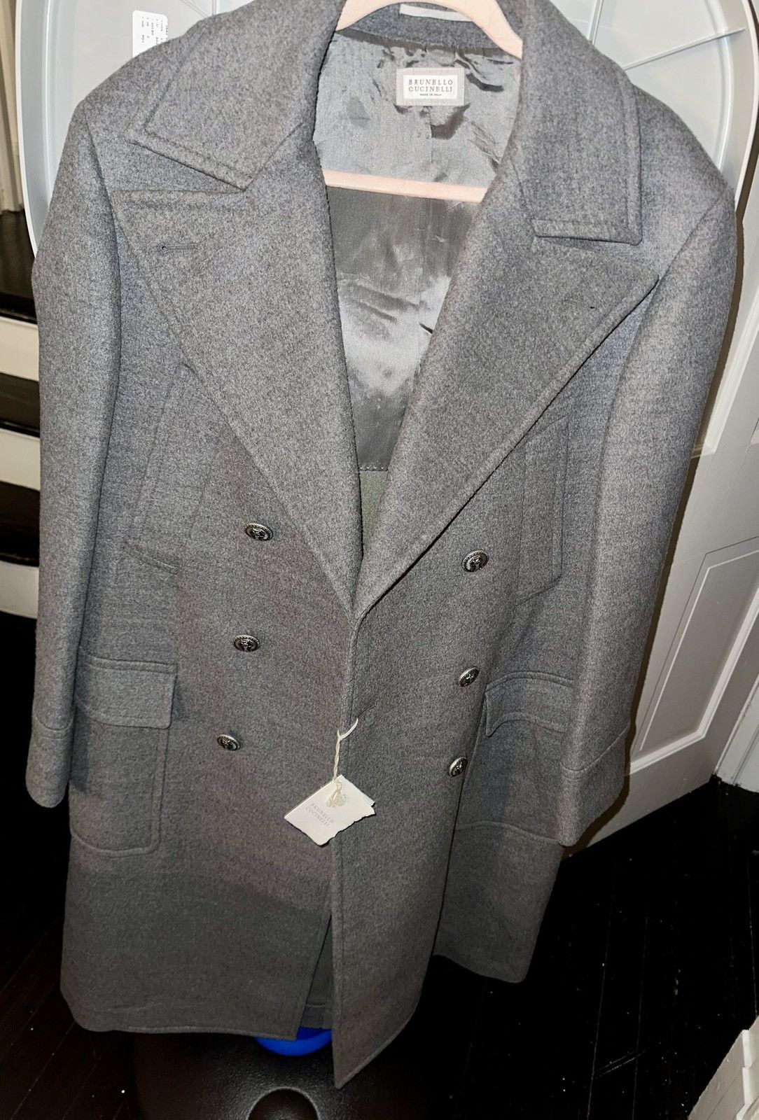 Brunello Cucinelli NWT-Brunello Cucinelli Gray Overcoat Button Closure Size 50 Size US L / EU 52-54 / 3 - 3 Thumbnail