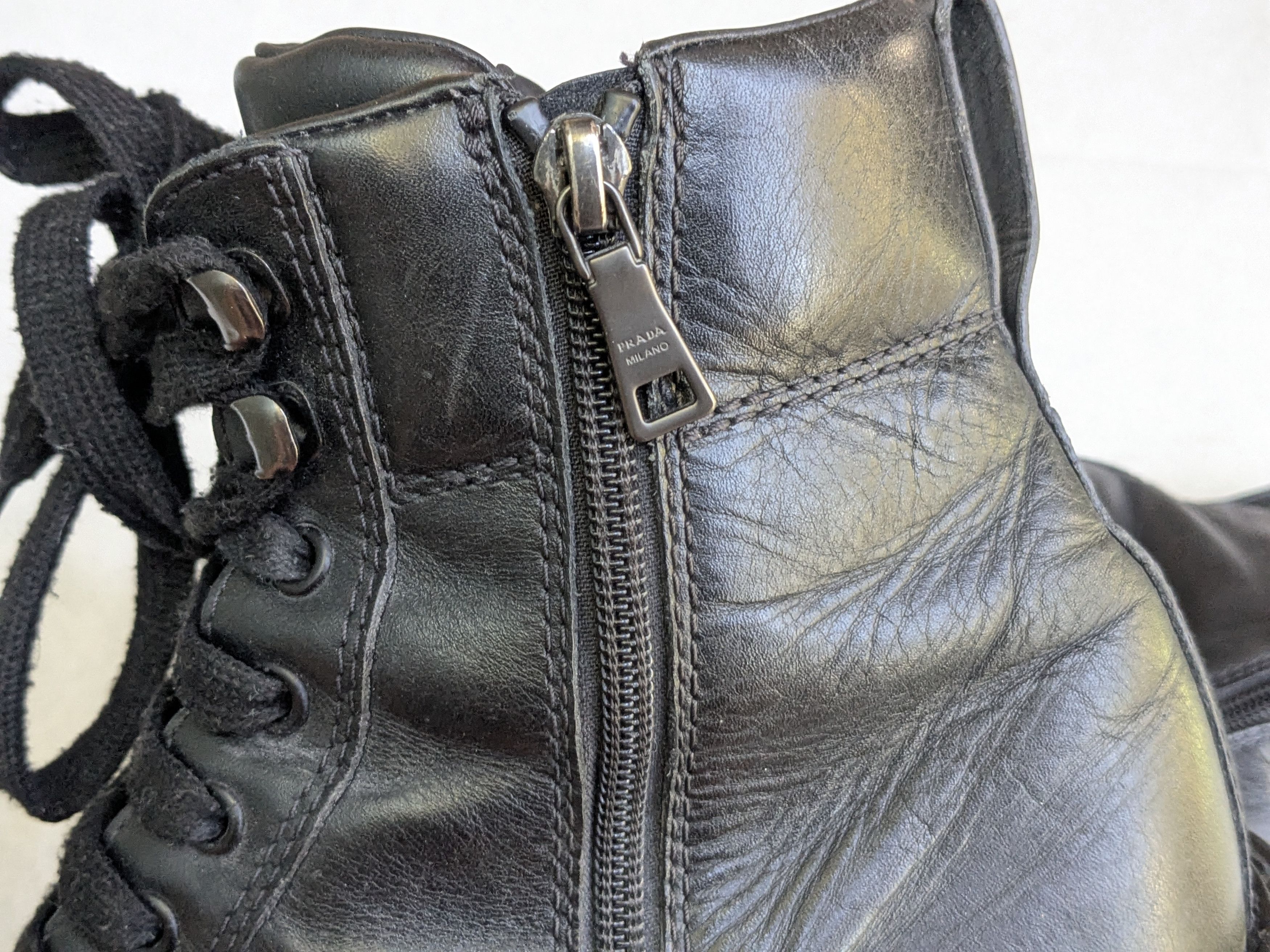 Prada Prada Combat Boots Black Leather 9.5 Side Zip Size US 9.5 / EU 42-43 - 14 Thumbnail