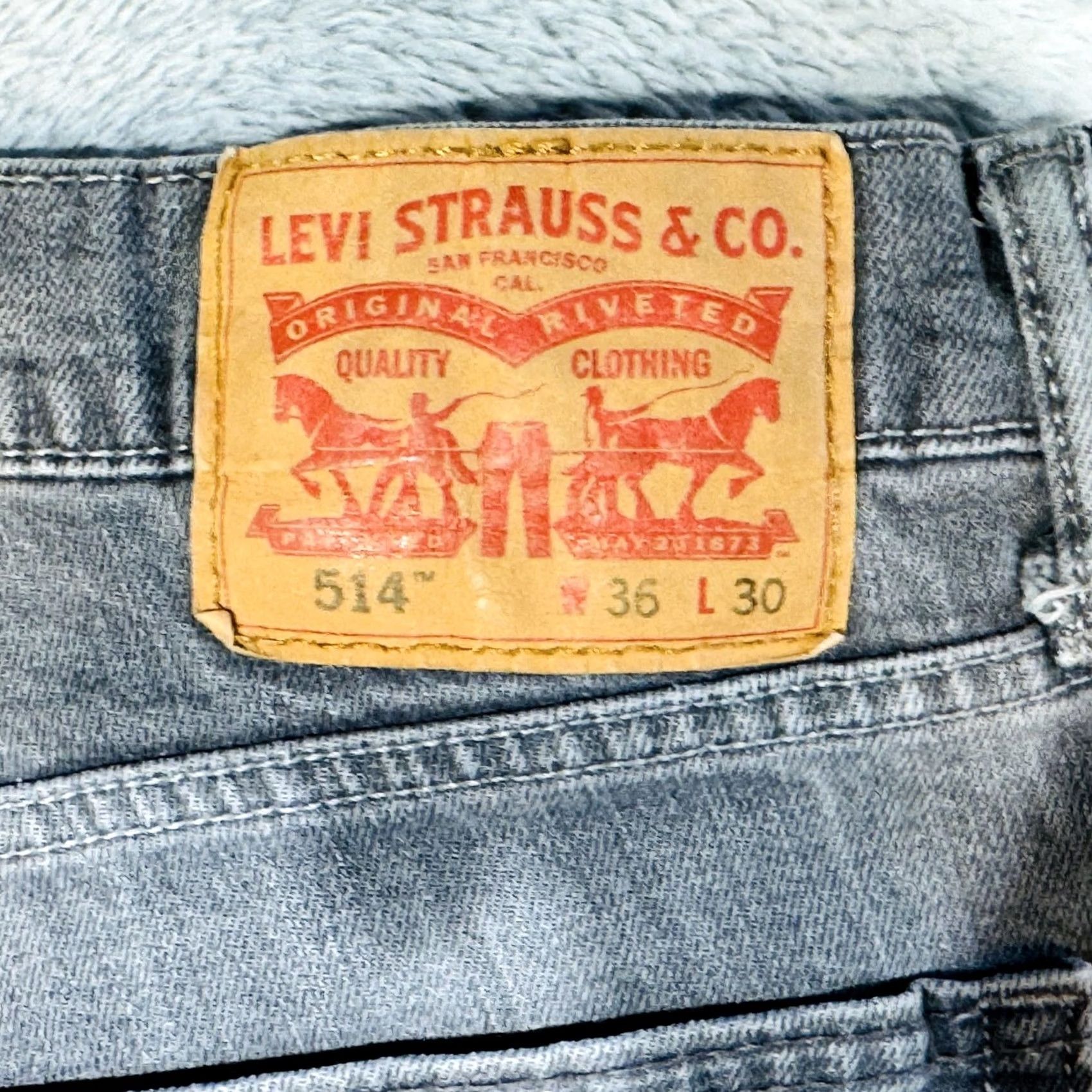 Levi's Levi's 514 Jeans Mens 36x30 Gray Light Wash Straight Denim Stretch Zip Fly Size US 36 / EU 52 - 7 Thumbnail