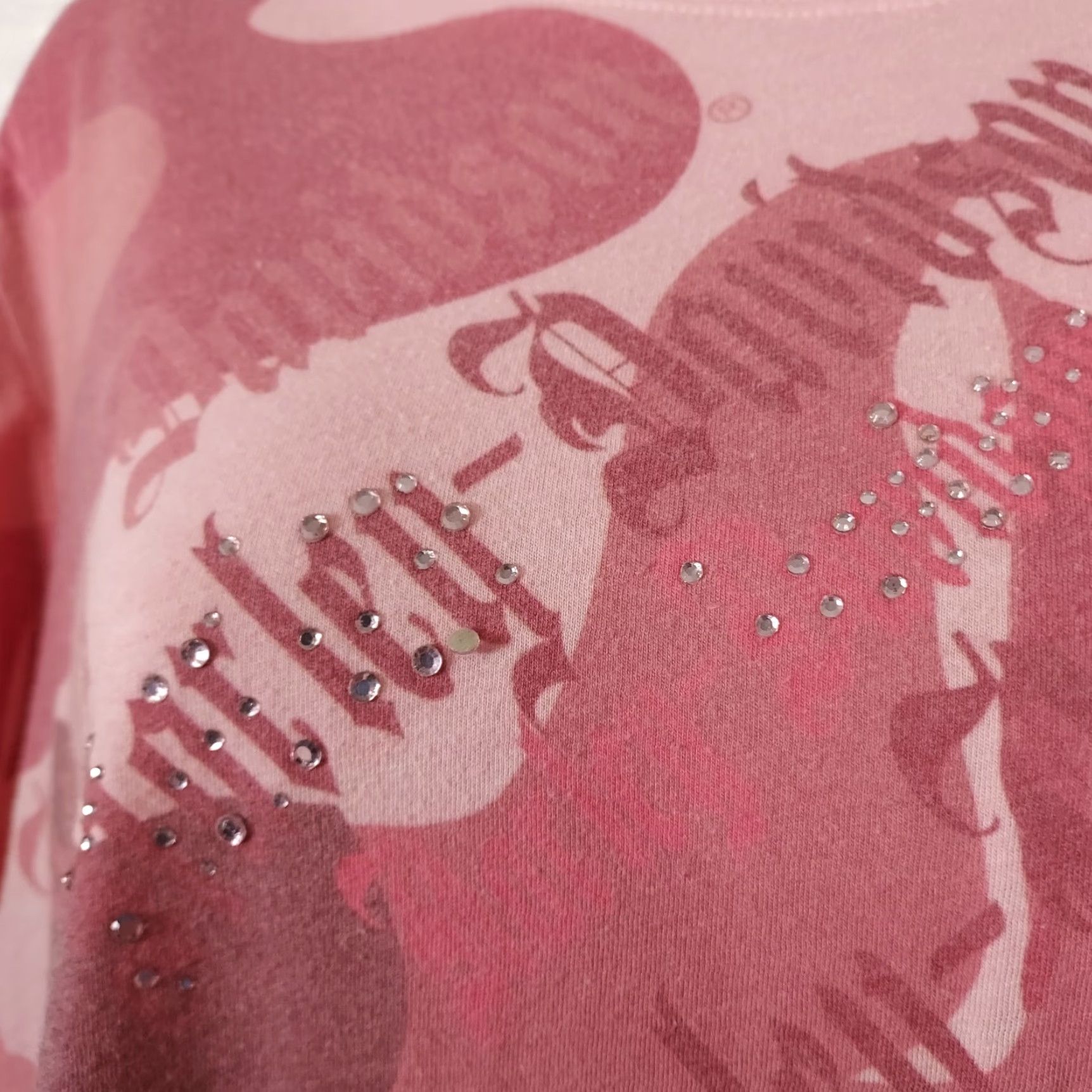 Harley Davidson Harley-Davidson Womens T-Shirt 1W Pink & White Long Sleeve Rhinestones Size XS / US 0-2 / IT 36-38 - 6 Thumbnail