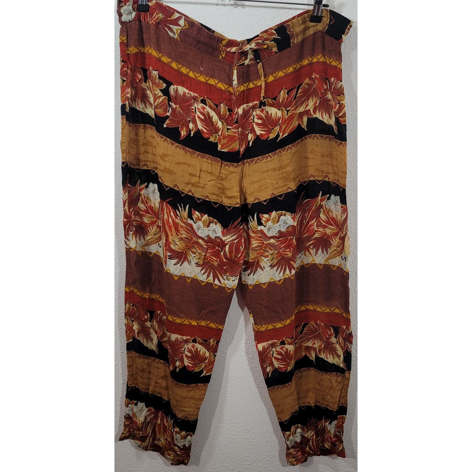 Other Cotton Zone Brown Black Floral Pants Large Drawstring Waist Size 42" / US 20 - 1 Thumbnail