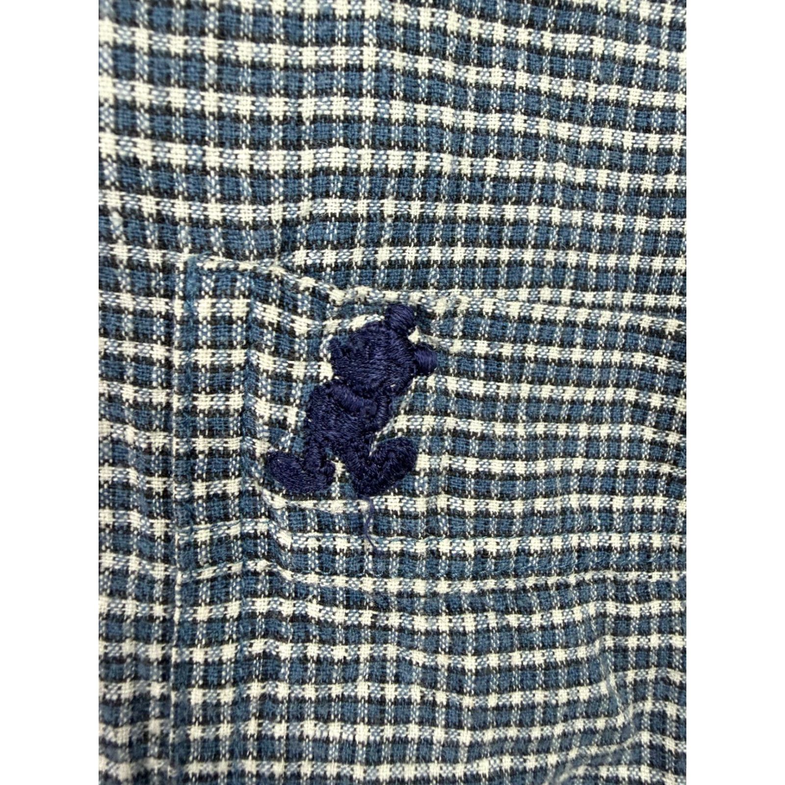 Disney VINTAGE Disney Shirt Men XL Oversized Button-Down Linen Cotton Check 90s Mickey Mouse Blue Regular Mens XL Shirt Size US XL / EU 56 / 4 - 4 Thumbnail